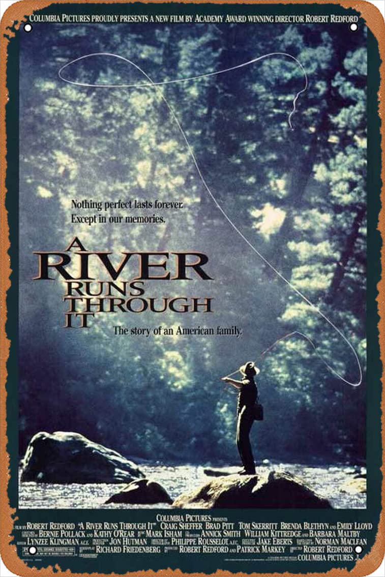 Vintage Metal Tin Sign - A River Runs Through It Movie Poster - 8x12 Inch Retro Wall Art for Home Bar, Cafe, Shop & Office Decor - Unique Gift Idea for Movie Lovers