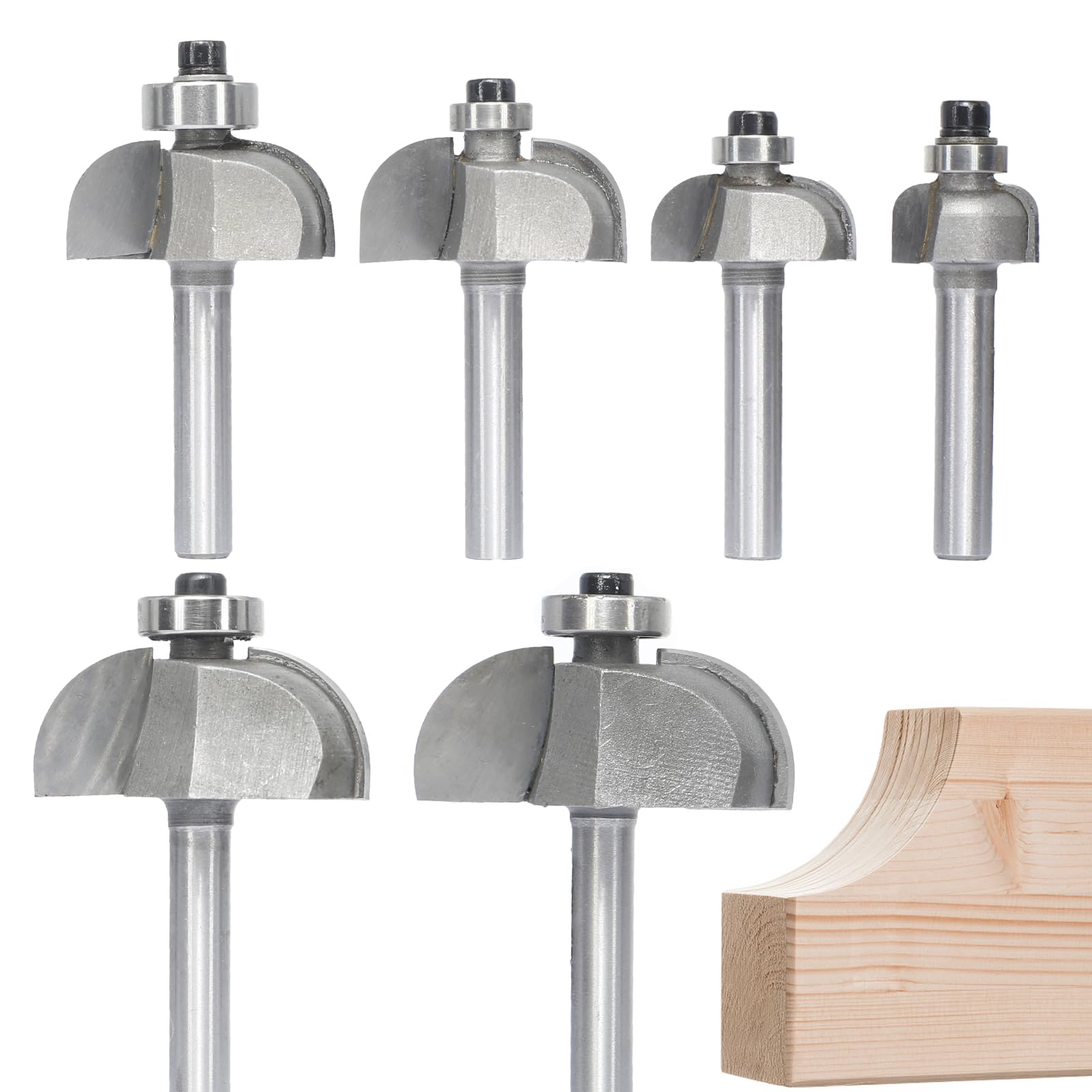 6-Piece Cove Router Bit Set with 1/4