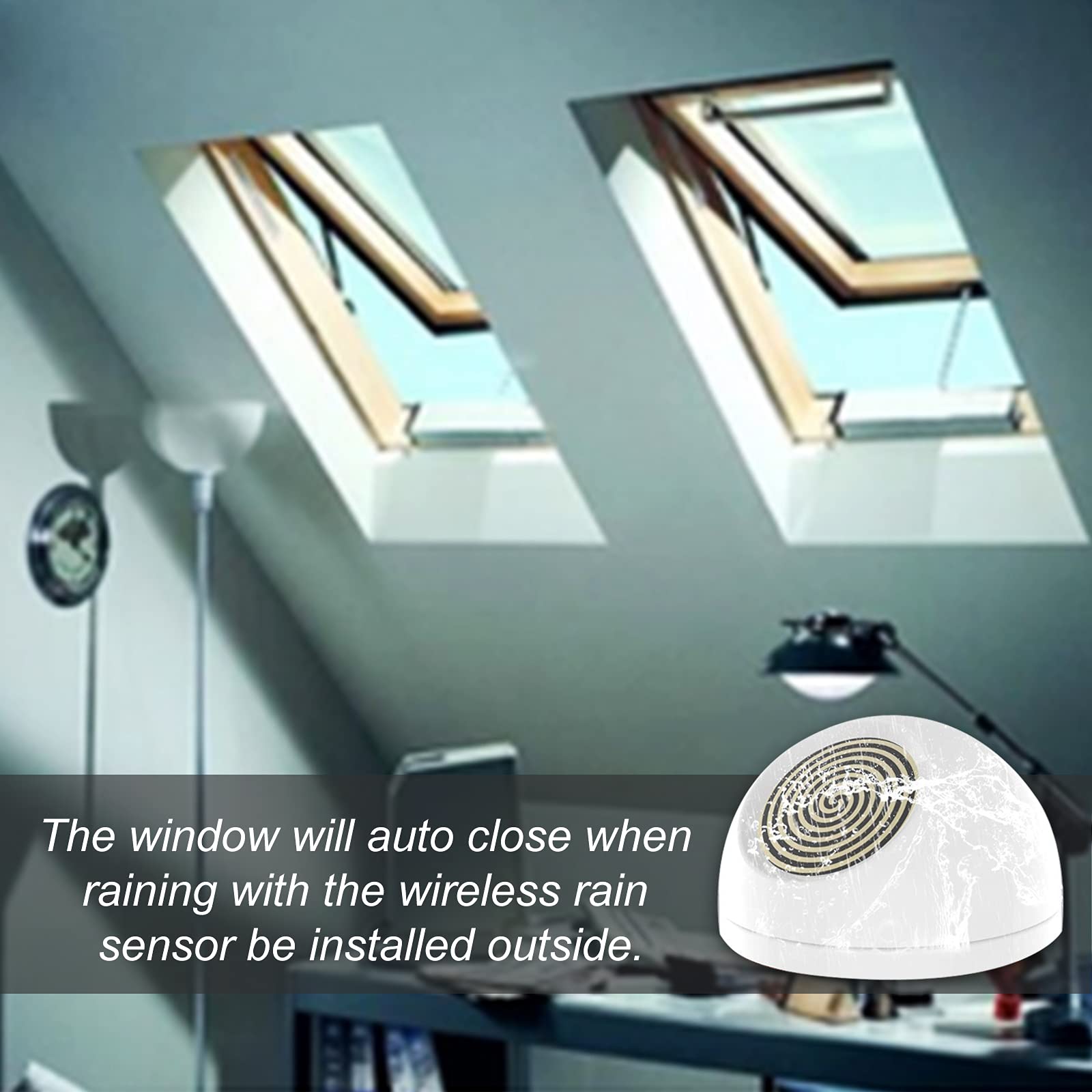 Smart Automatic Window Opener with Wireless Rain Sensor - WiFi Control via Google Home, Alexa & Phone App (400mm) - Perfect for Smart Homes, Weather Protection & Remote Access