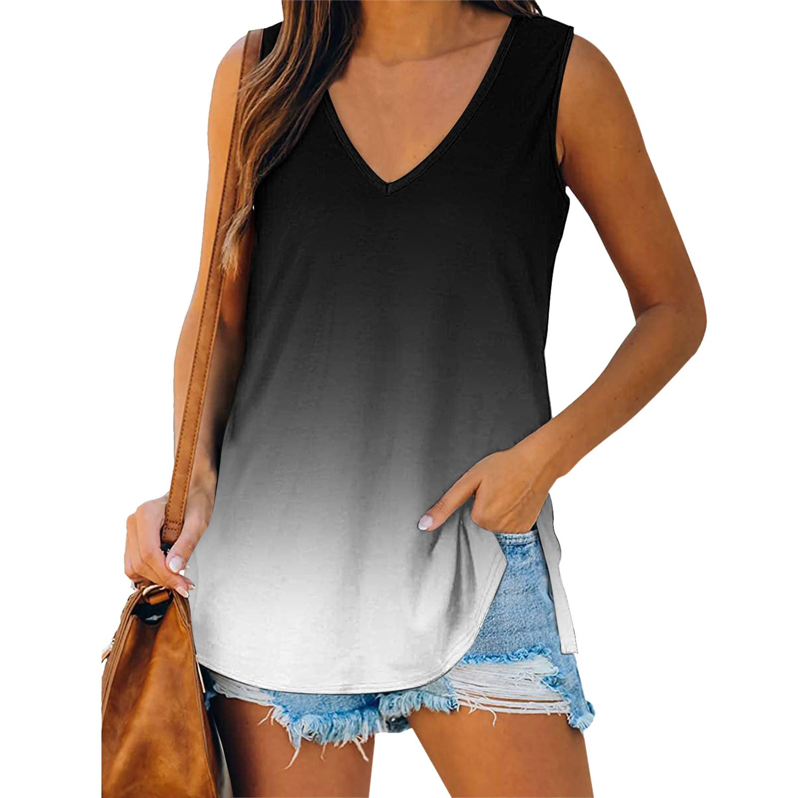 Women's Casual Round Neck Pleated Solid Short-Sleeve Tank Top - Workout Shirt for Gym, Yoga & Summer Outfits