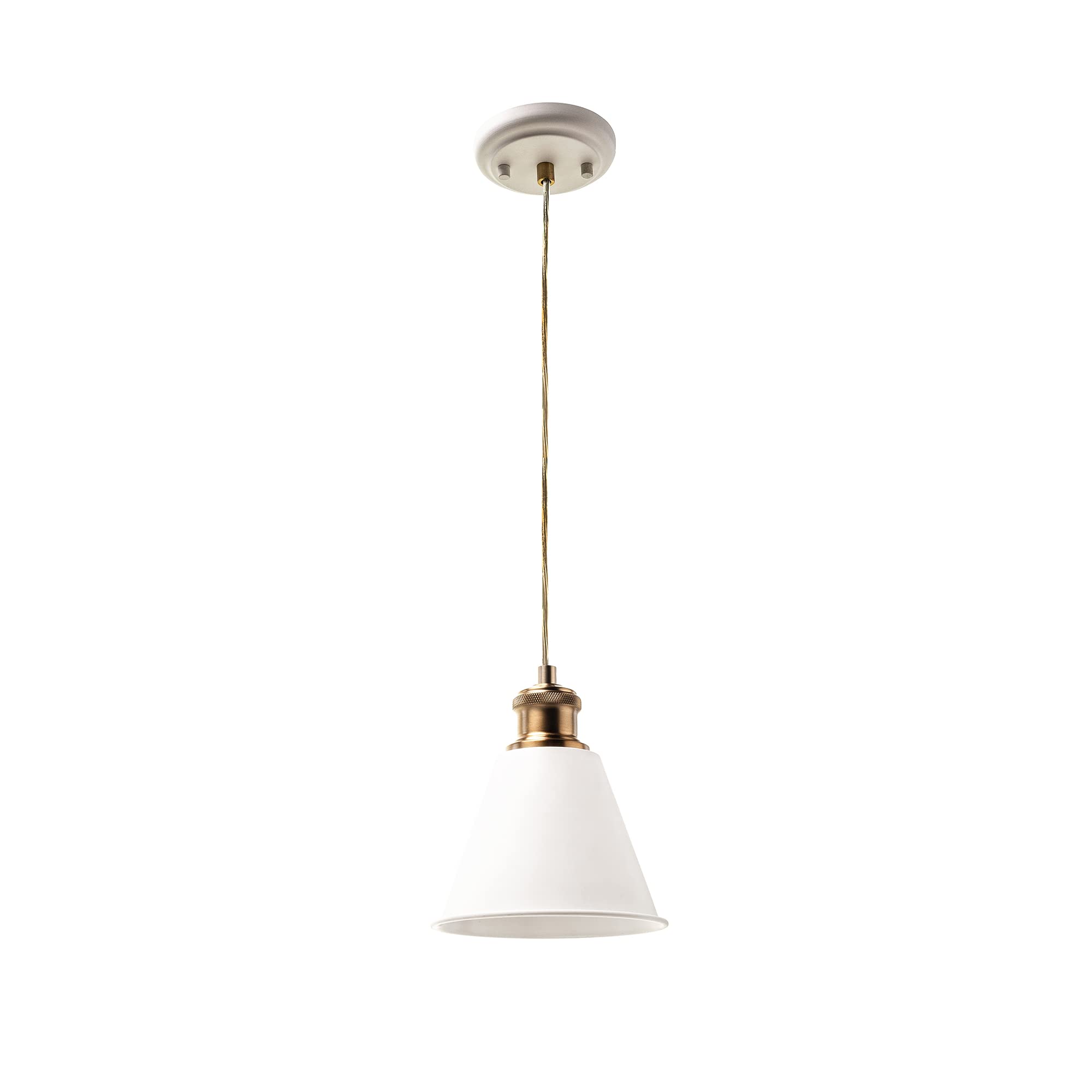 Aspen Creative 61155-11 Adjustable Indoor Pendant Light - Matte White & Warm Brass 2-Tone Finish - 7