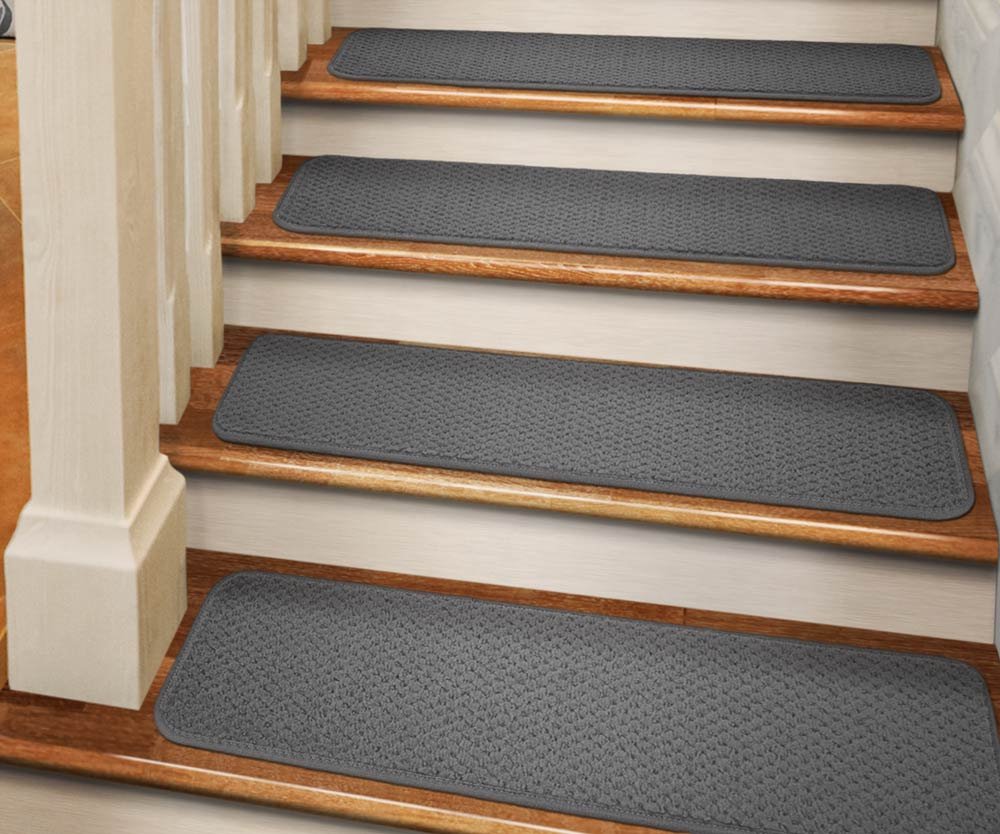 15-Pack Non-Slip Gray Carpet Stair Treads - 8