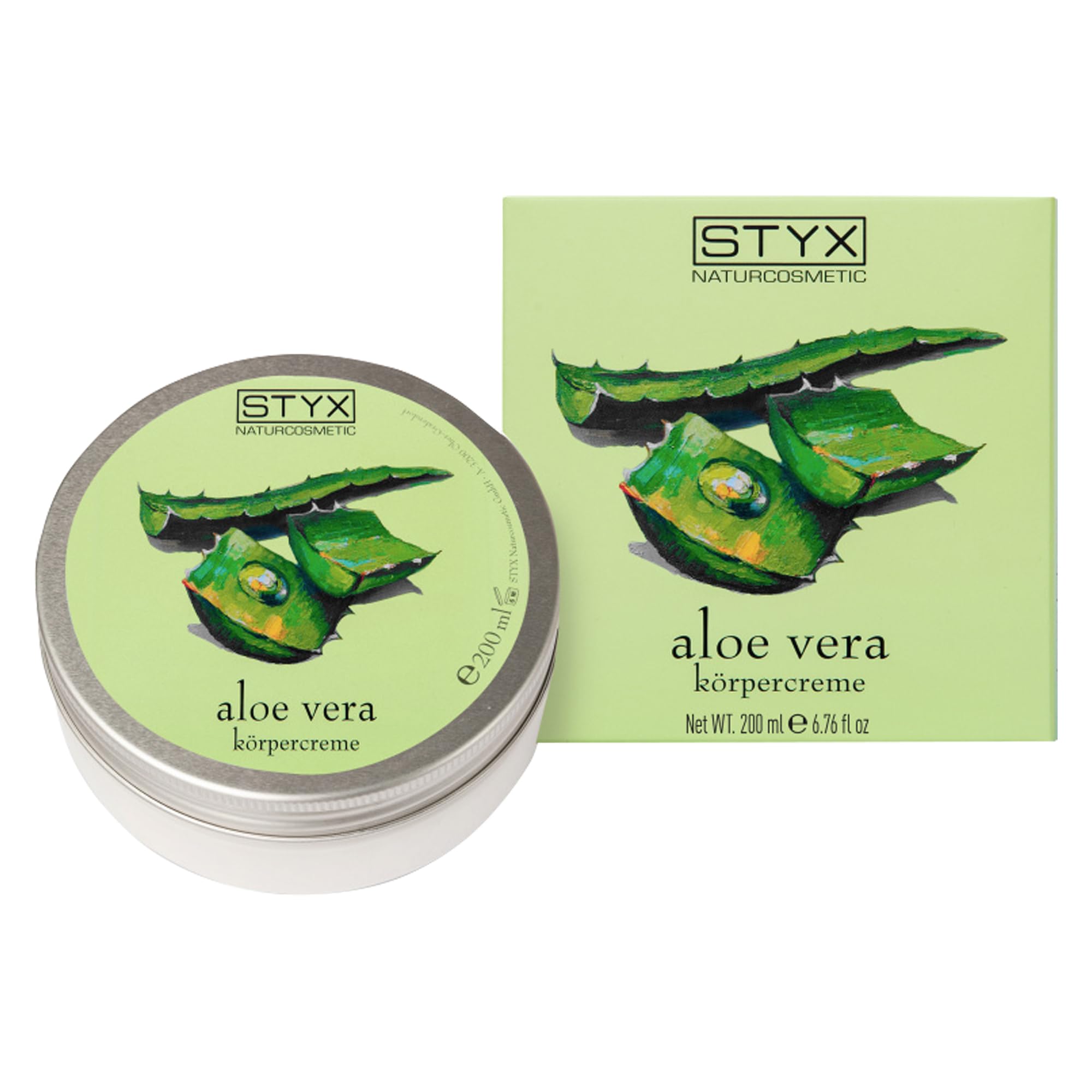 STYX Organic Aloe Vera Body Cream - 200ml for Dry, Sensitive Skin - Hydrating & Soothing Moisturizer for Daily Use, After Sun Care & Spa Treatments