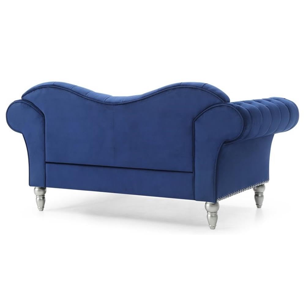 Glory Furniture Wilshire G0953A-L Blue Velvet Loveseat - Modern Small Sofa for Living Room, Apartment & Office