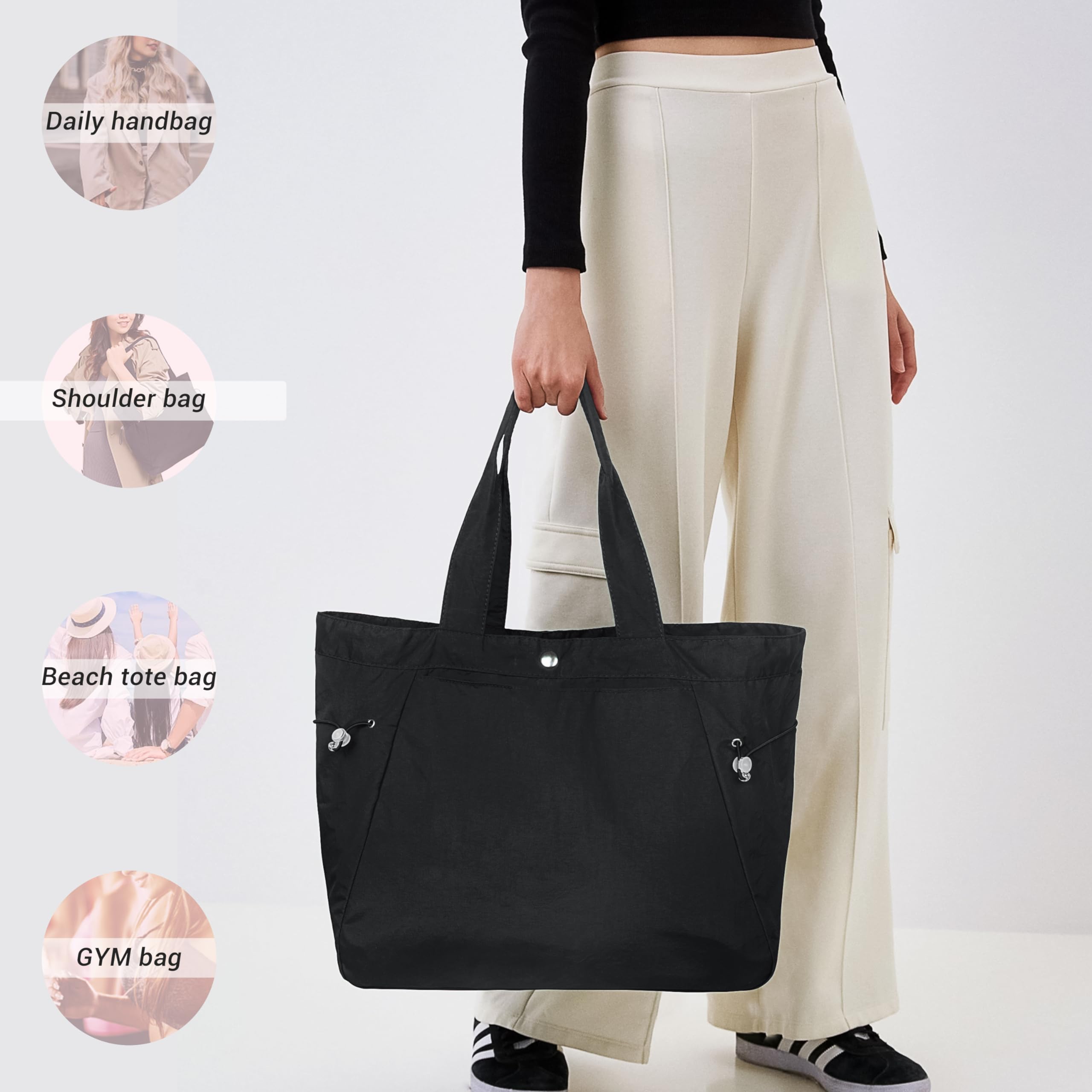 VOLGANIK ROCK Large Tote Bags for Women - Lightweight Shoulder Bag, Gym Bag, Beach Tote & Travel Handbag - Perfect for Work, Gym, Beach Trips & Weekend Getaways