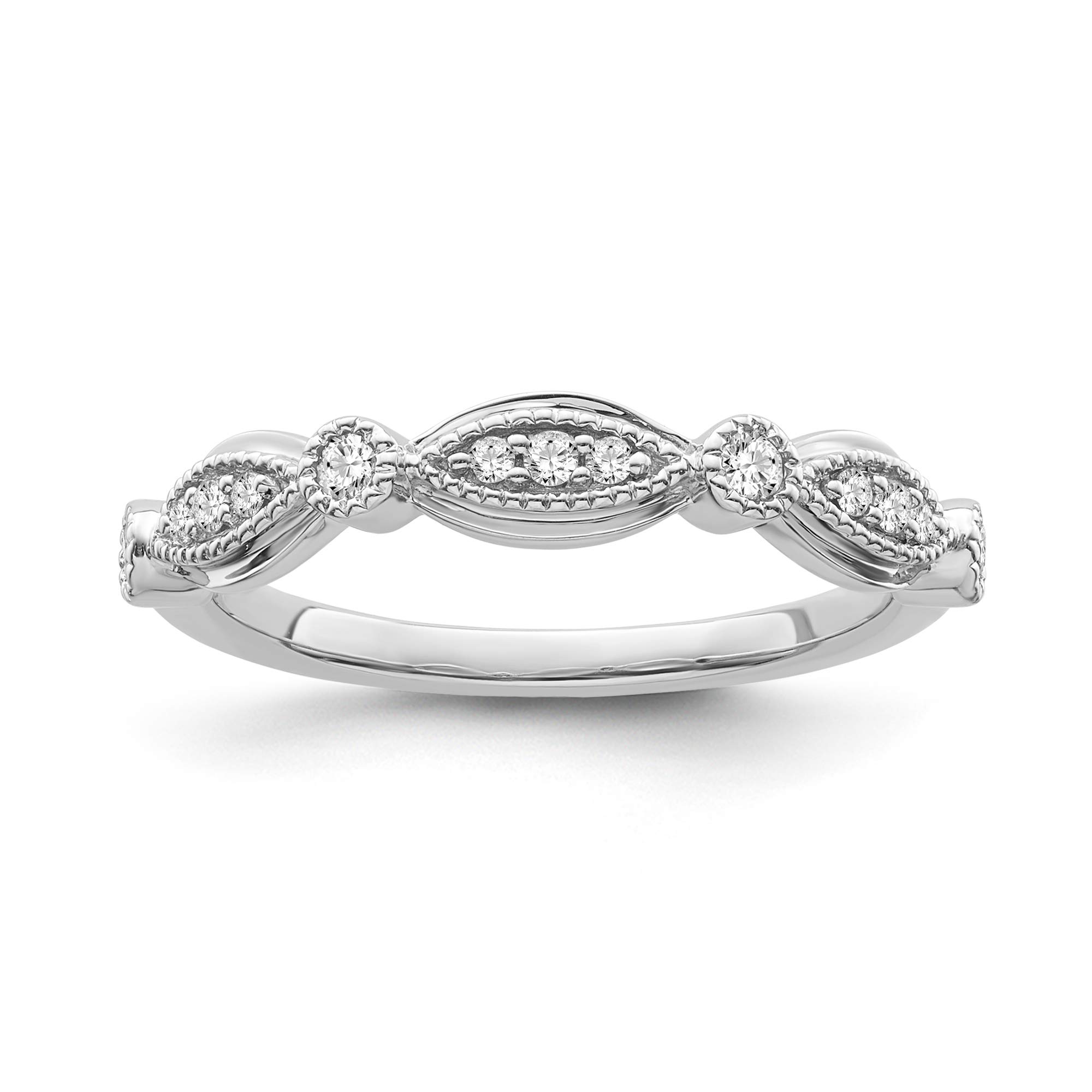 10K White Gold Diamond Band Ring for Women - 1/6 cttw, I-J Color, I2-I3 Clarity, Size 6 | Elegant Wedding, Engagement, Anniversary Jewelry Gift