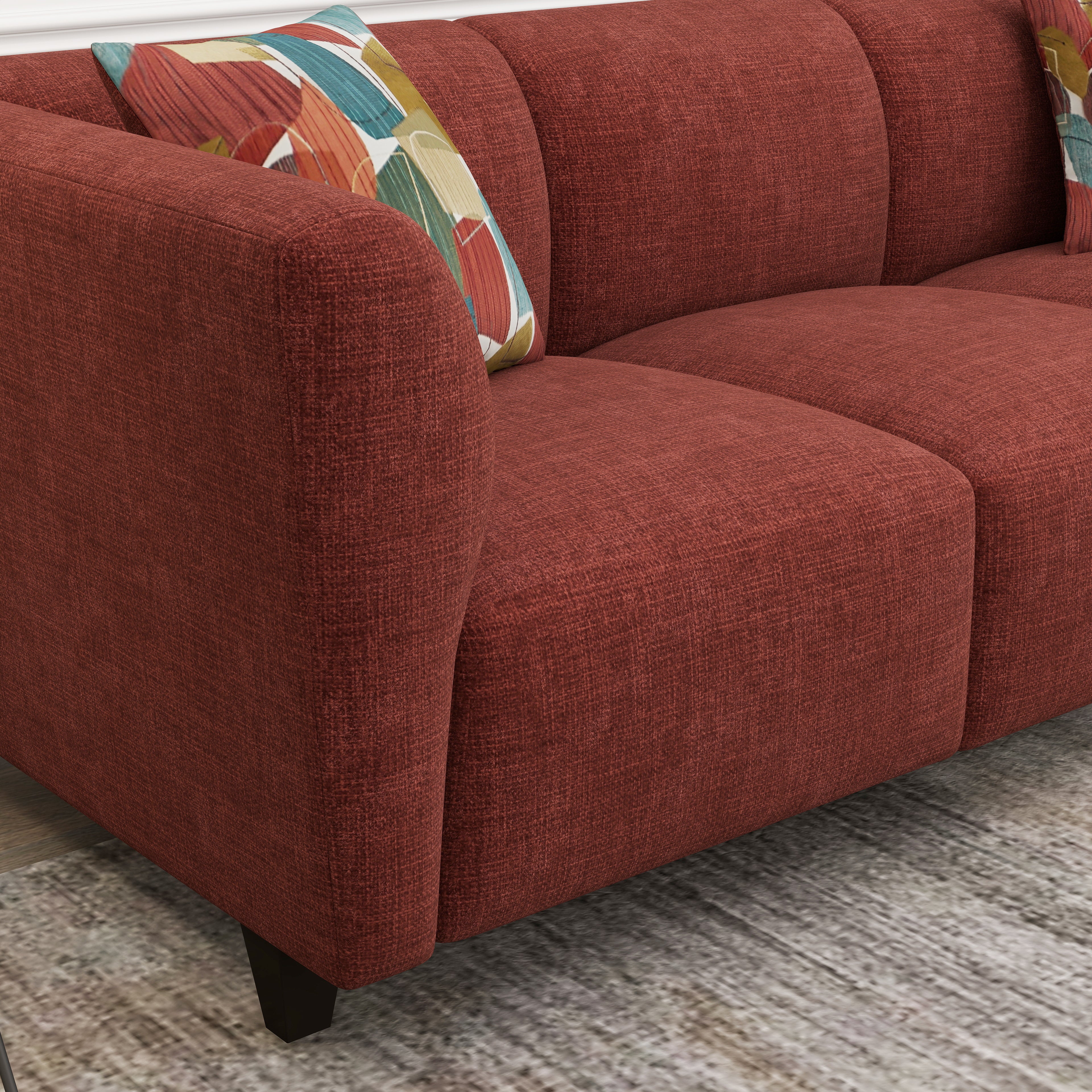 Roundhill Furniture Della Upholstered Stationary Sofa - Modern Living Room Couch with Soft Fabric, Comfortable Seating for Home, Office & Lounge Spaces