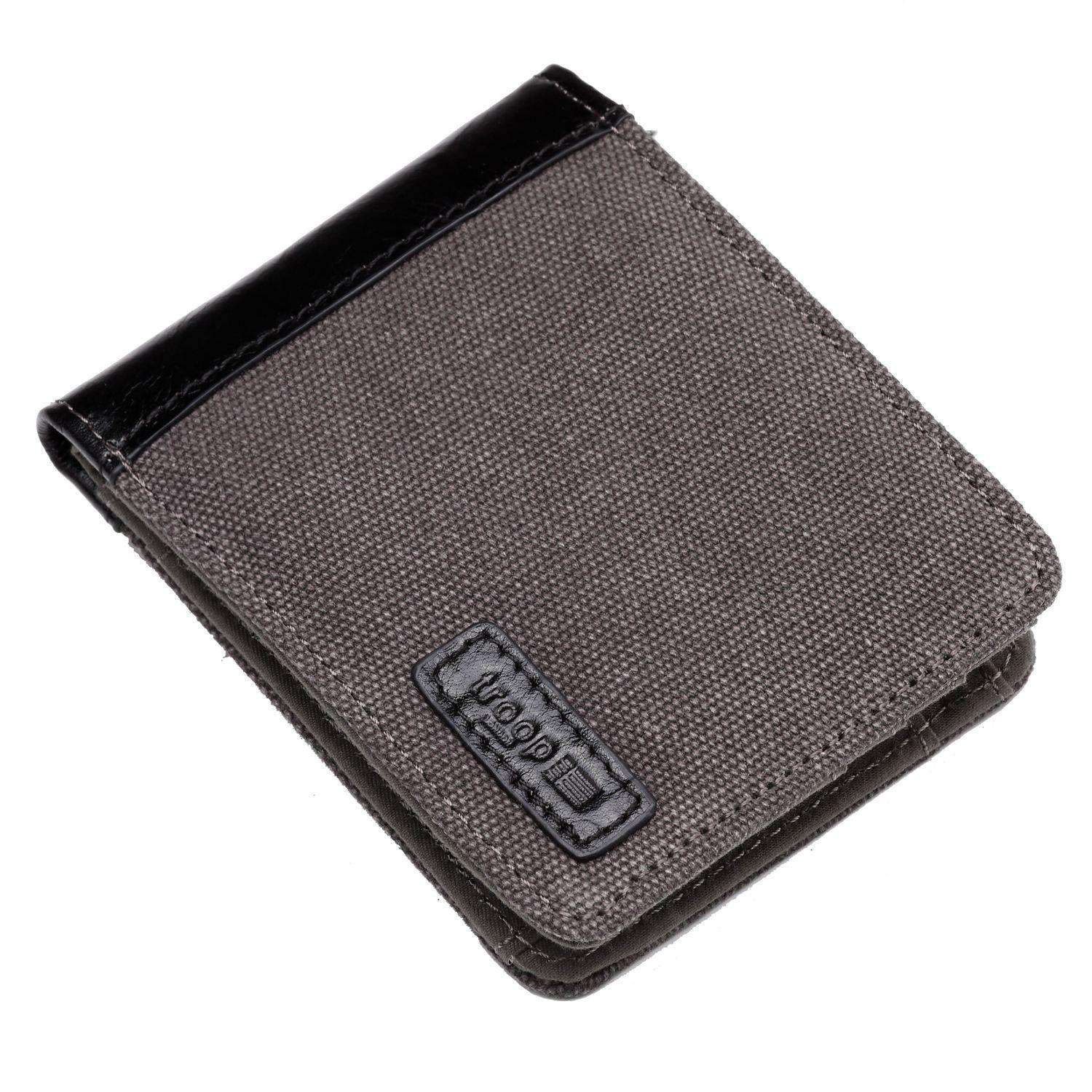 TRP0500 Troop London Men's Bi-Fold Canvas Wallet - Slim RFID Blocking Leather Card Holder for Everyday Use & Travel