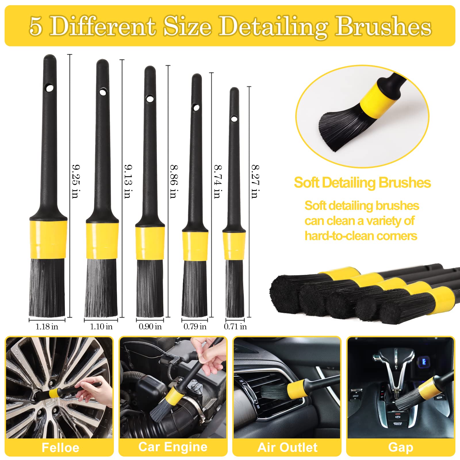 27Pcs Car Detailing Kit - Professional Auto Detailing Brush Set with Drill Attachments for Interior, Exterior & Wheels Cleaning | Car Wash Accessories & Cleaning Tools Kit for DIY Enthusiasts | Perfect for Car Detailing, Deep Cleaning & Maintenance