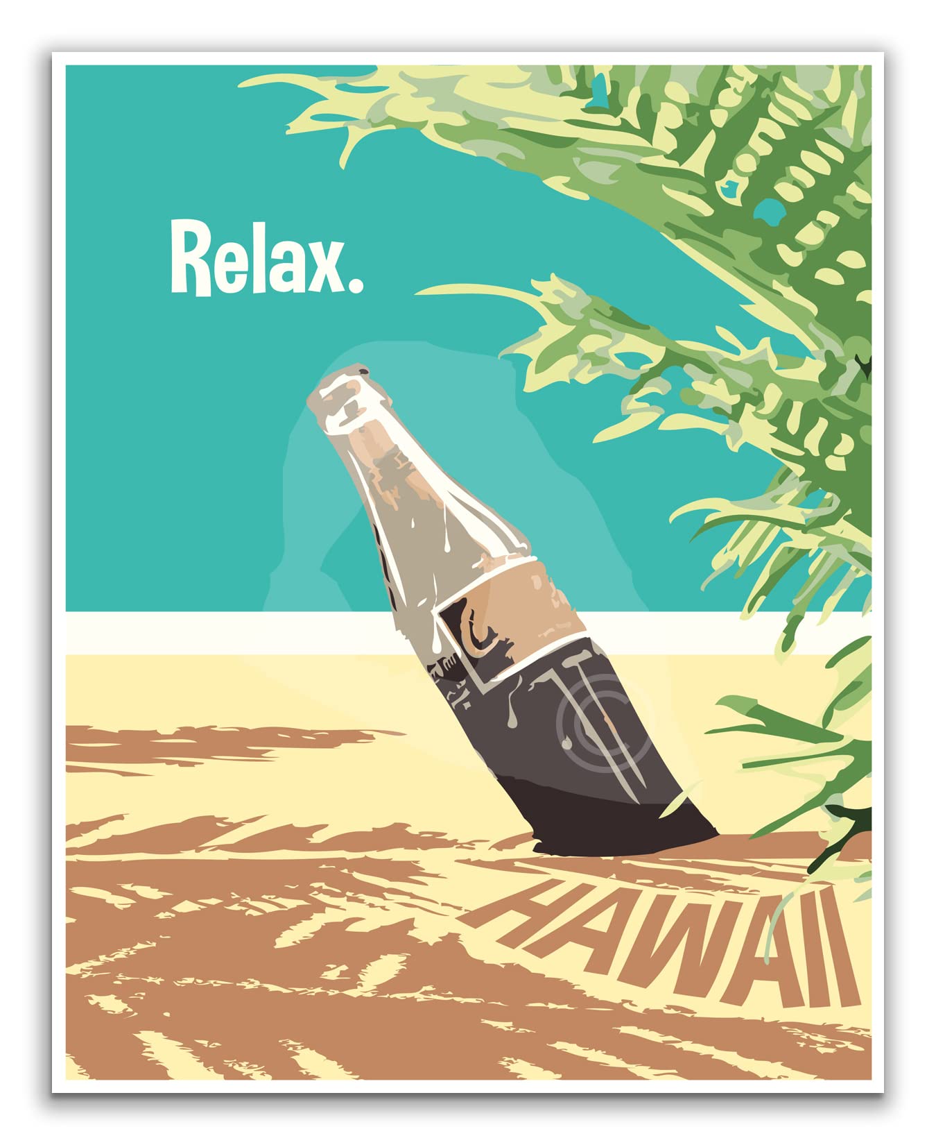 Hawaii Beach Travel Poster - Vintage Style Wall Art Print for Home & Office Decor (8x10 Inches Canvas) - Perfect for Beach House, Living Room, or Tropical Themed Spaces