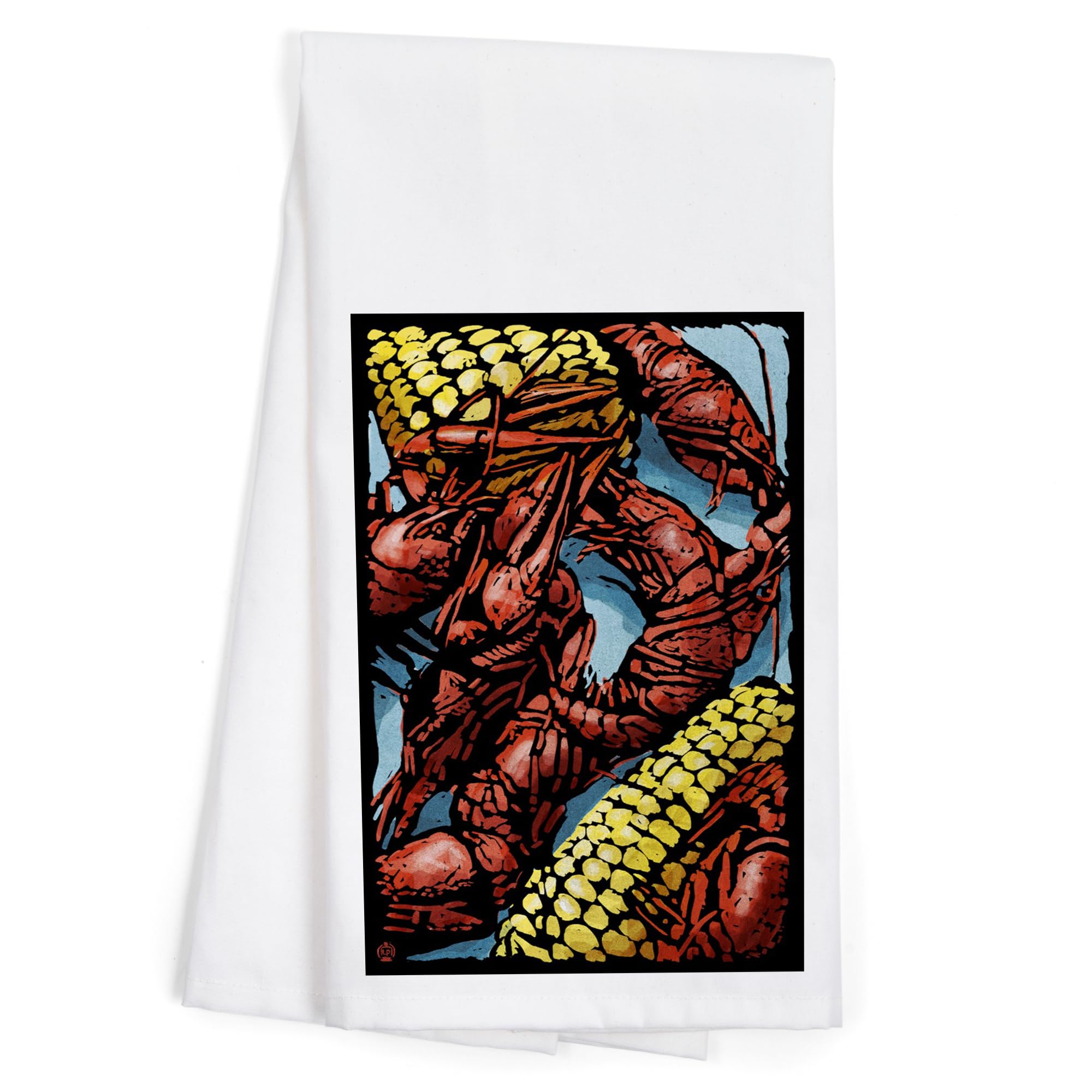 Lantern Press Crawfish Scratchboard Tea Towel - 100% Cotton Decorative Hand Towel for Kitchen & Home | Perfect for Cajun Cooking, Southern Decor, and Gift Giving