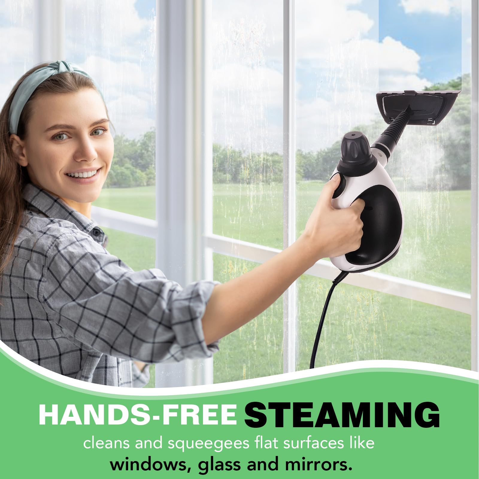 Handheld Pressurized Steam Cleaner with 10-Piece Accessory Kit - Multi-Purpose Portable Steamer for Home, Upholstery, Car & Floor Cleaning | Safe Lock Feature | Natural Steam Cleaning Solution | Perfect for Deep Cleaning Carpets, Sanitizing Baby Items & Refreshing Clothes