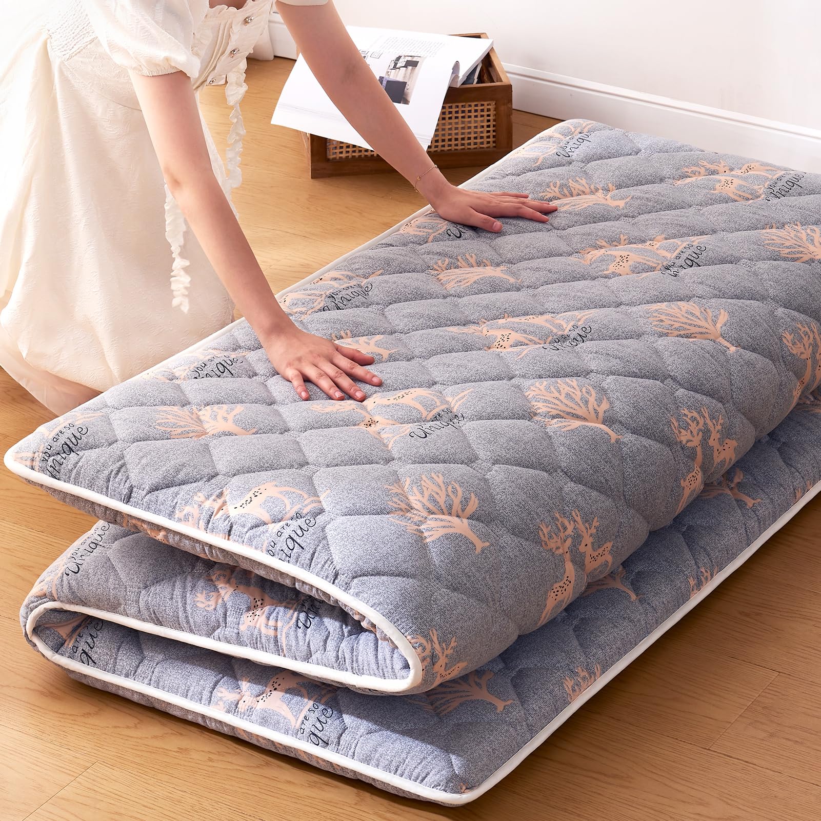 Premium High-Density Foam Japanese Floor Mattress - 100% Comfortable Thick Tatami Sleeping Pad for Adults & Kids - Portable Guest Room & Dormitory Futon - Full Size 80