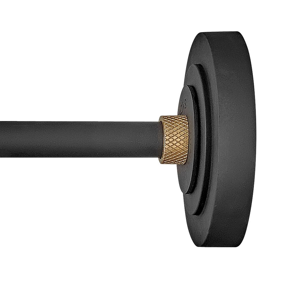 Hinkley Foundry Classic Medium Straight Arm Barn Light - 1-Light Aluminum Outdoor Sconce, Dark Sky Compliant, Textured Black with Brass Accents - Perfect for Farmhouse Porch, Garage, or Patio Lighting
