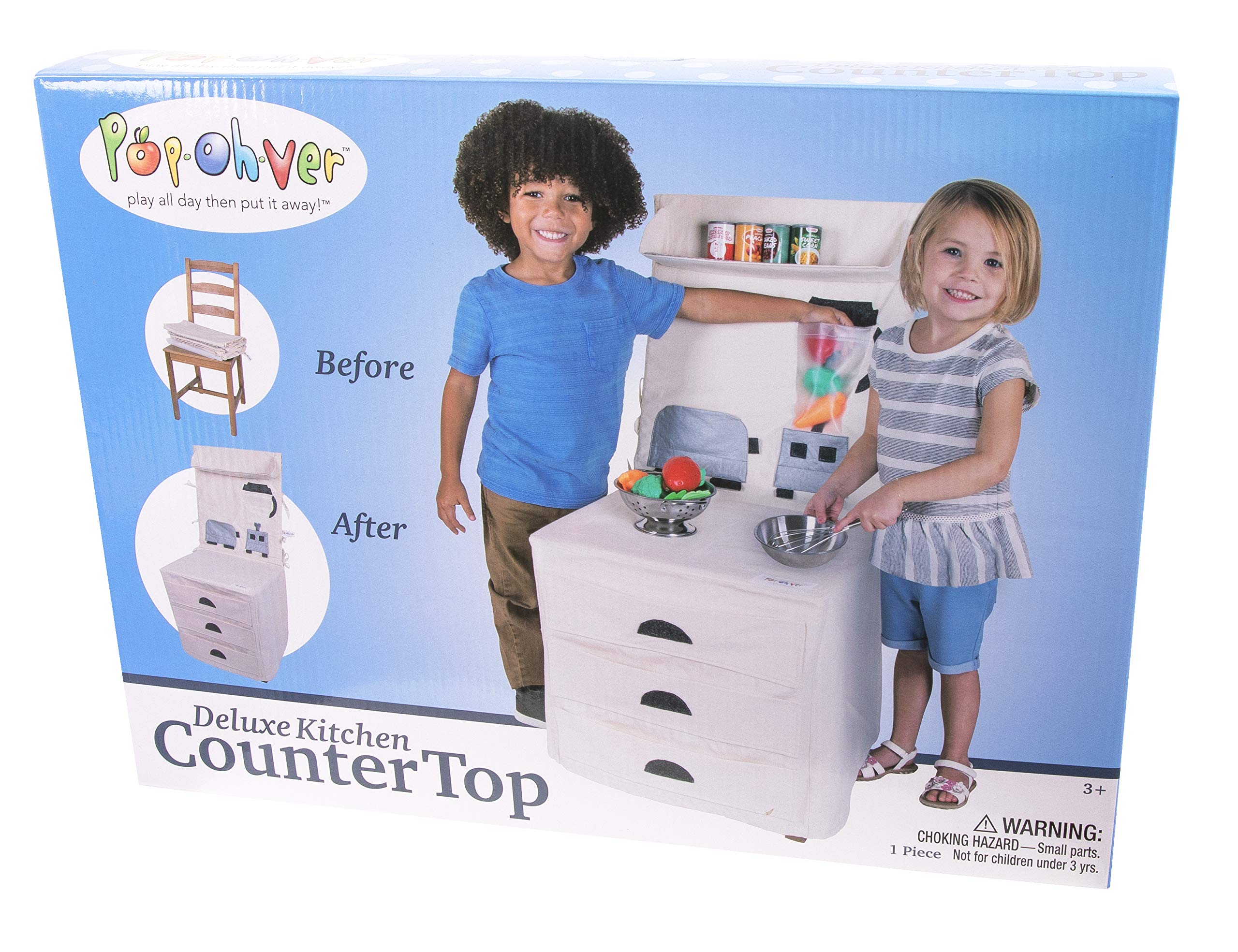 Stainless Steel Pretend Play Kitchen Counter for Kids - Realistic Toy Countertop with Sink & Stove for Imaginative Play - Perfect for Preschool, Daycare & Home Playroom