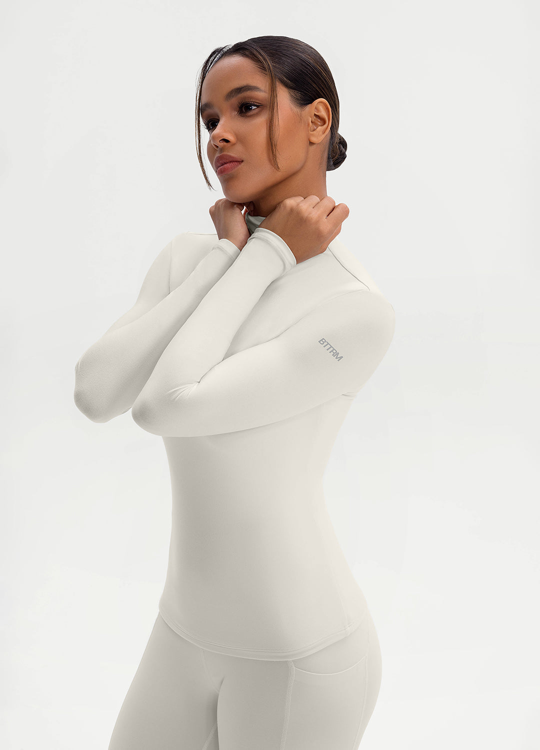 Women's Mock Neck Long Sleeve T-Shirt - Soft Stretch Casual Basic Top for Layering | Perfect for Work, Date Night & Everyday Wear