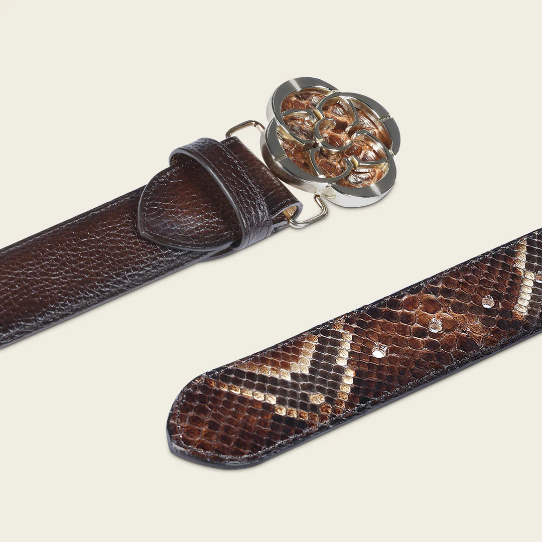CDA32PH Cuadra Chocolate Western Cowgirl Python Belt for Women - Stylish Accessory for Country Fashion & Cowgirl Outfits