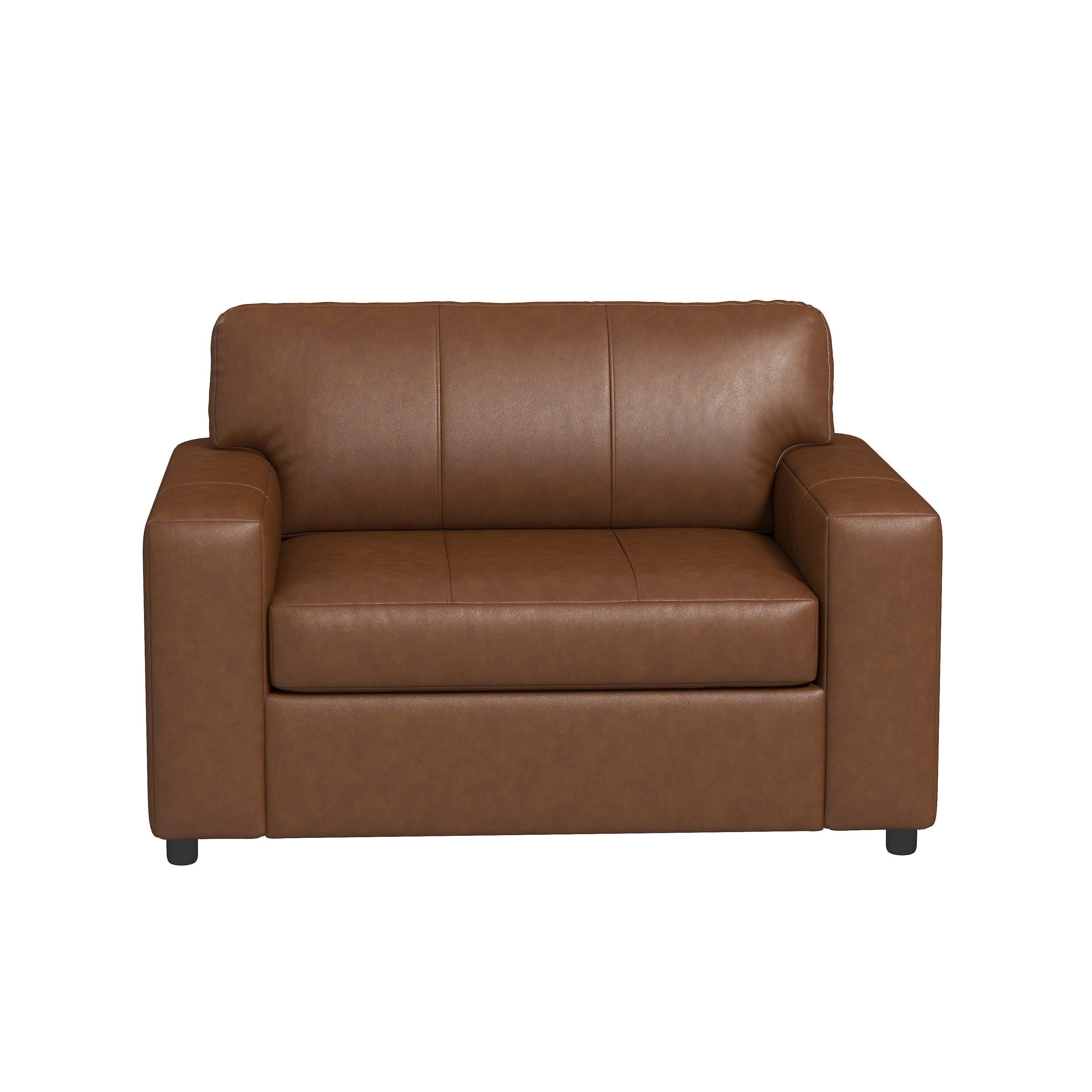 Roundhill Furniture Sakan Genuine Leather Upholstered Cutler Lounge Chair - Modern Living Room Accent Chair for Home Office & Reading Nook