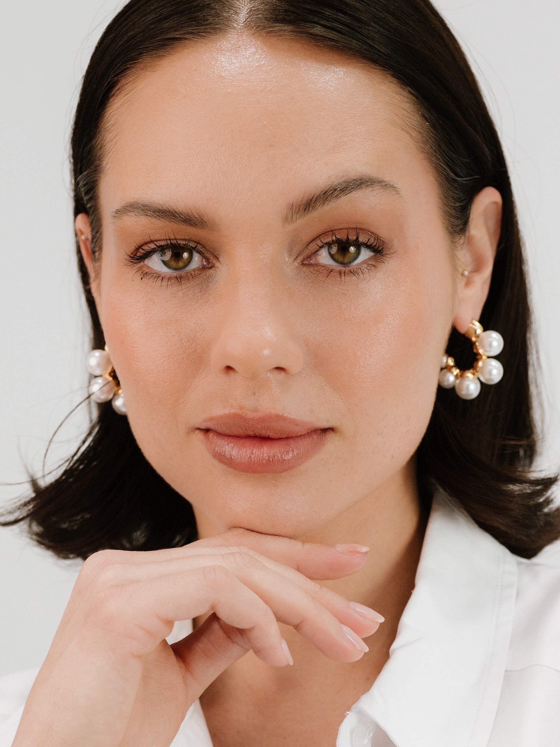 Five Pearls Hoop Earrings - Elegant Dangle Earrings for Women, 925 Sterling Silver Pearl Jewelry | Perfect for Weddings, Parties & Everyday Wear
