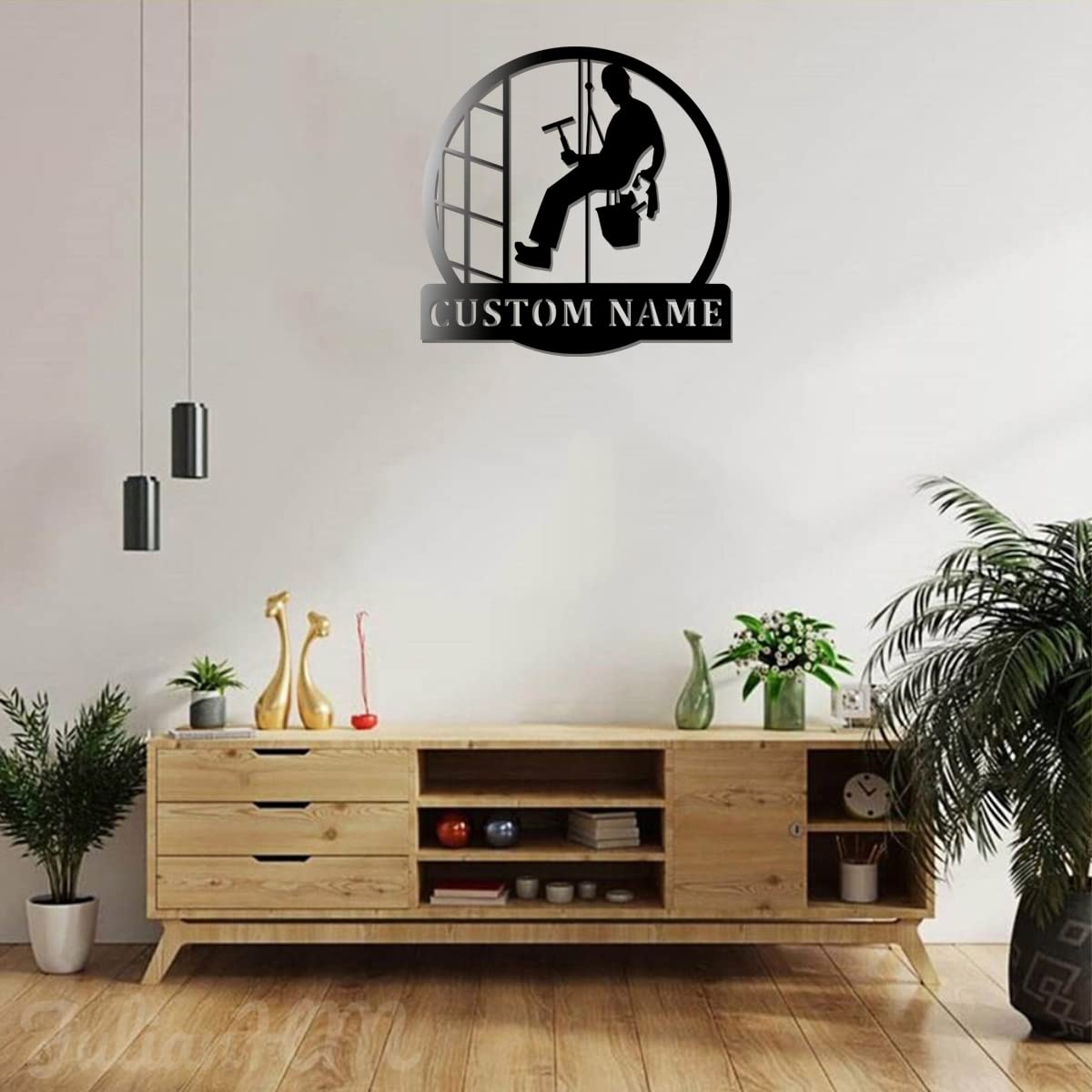 Custom LED Metal Wall Art Sign - Personalized Cleaner Name Decoration for Home, Office, Bedroom & Living Room - 18x18 Inch Glass Cleaner Themed Wall Decor (Without Lights) - Perfect for Housewarming Gifts & Professional Cleaning Business Branding