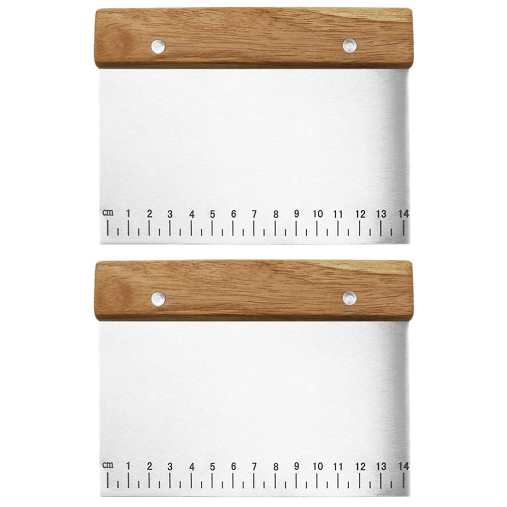 2-Piece Stainless Steel Baking Scraper Set - Dough Cutter, Pastry Spatula, Butter & Cream Scraper - Essential Baking Tools for Bread, Cookies & Cake Decorating (Perfect for Home Bakers & Professional Kitchens)