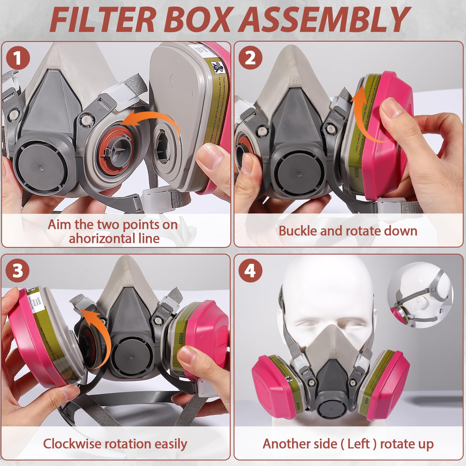 Full Face Gas Mask with 60926 Filter - Dust & Vapor Protection for Industrial Safety