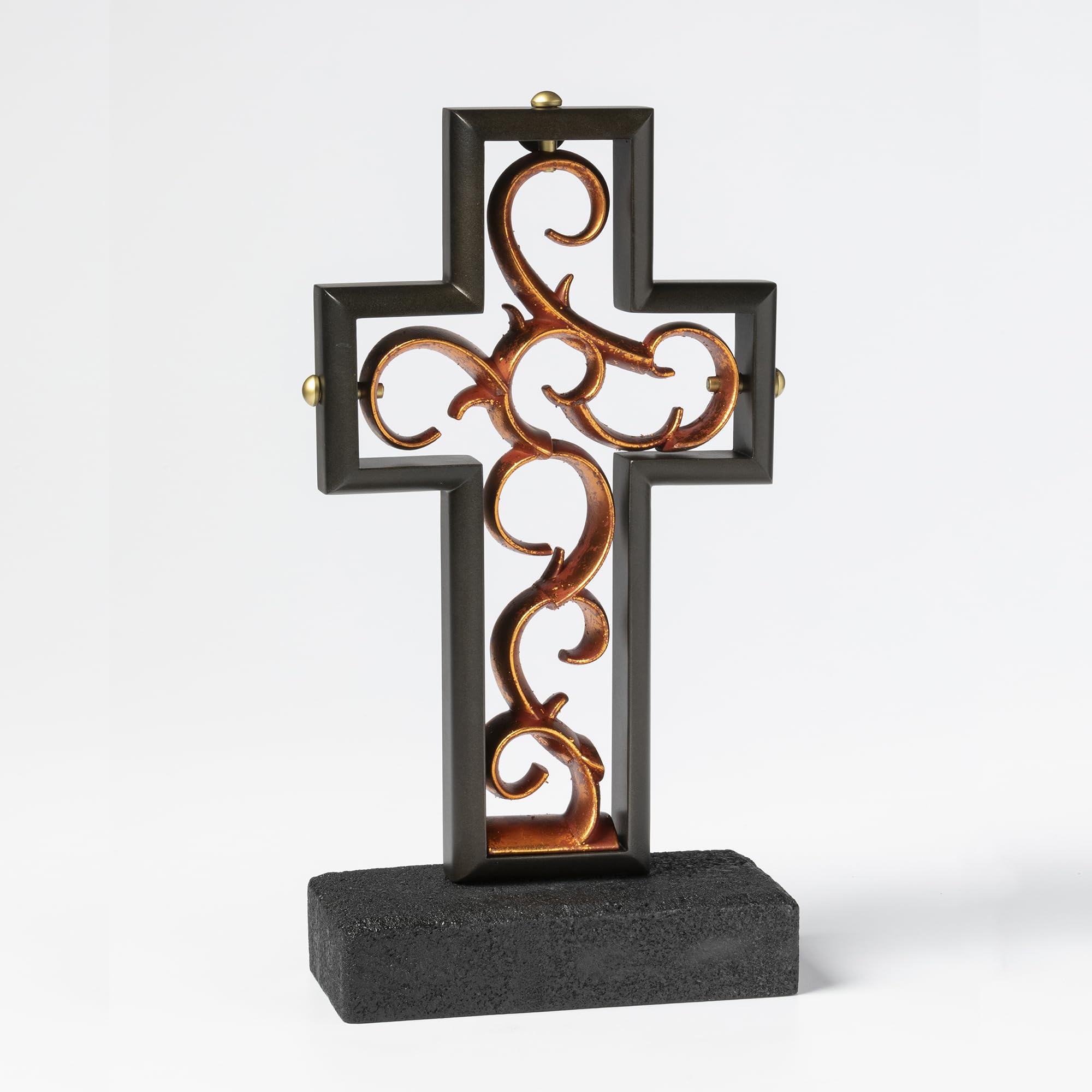 Unity Cross® Rubbed Bronze & Copper Leaf Wedding Unity Ceremony Set - Alternative to Unity Candle & Sand Ceremony for Christian, Catholic Wedding Vows & Anniversary Celebrations