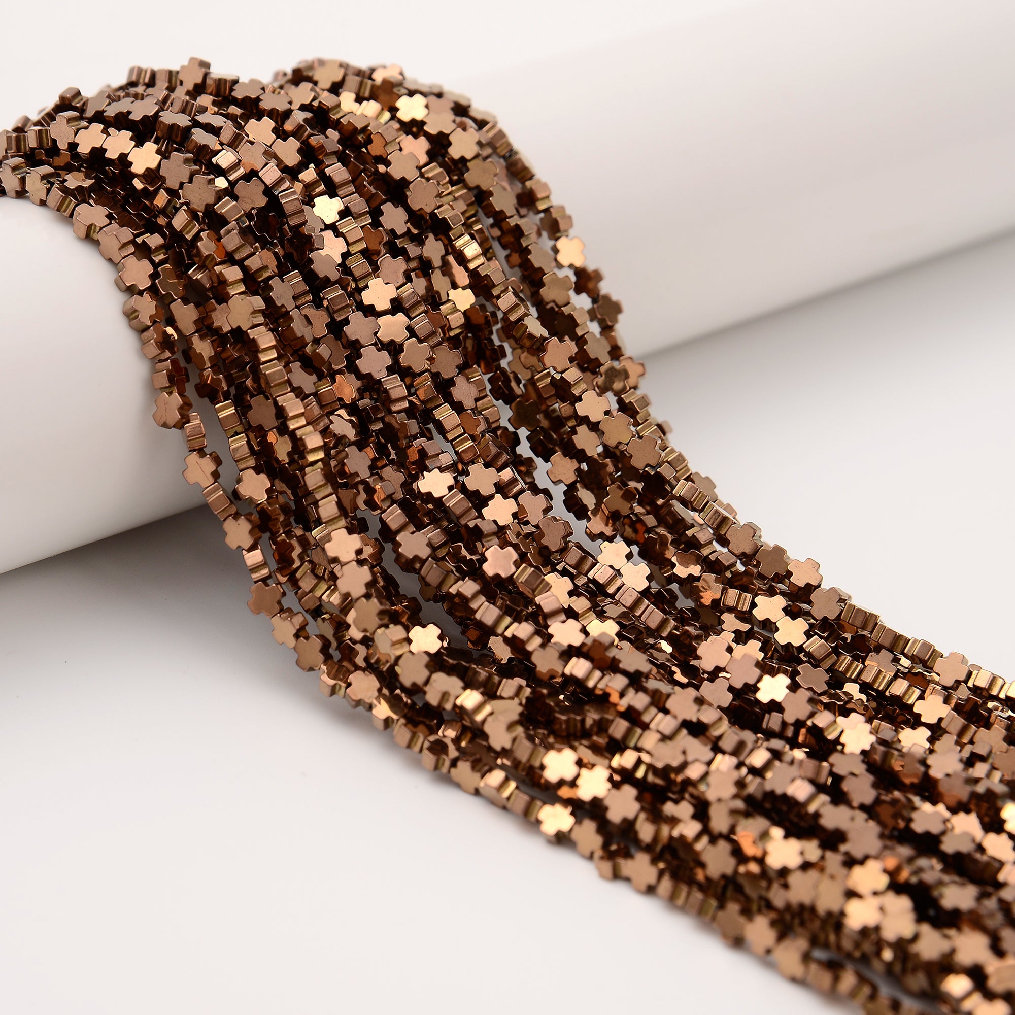 3mm Hematite Cross Beads - Gray, Gold, Silver, Copper Colors - 15.5