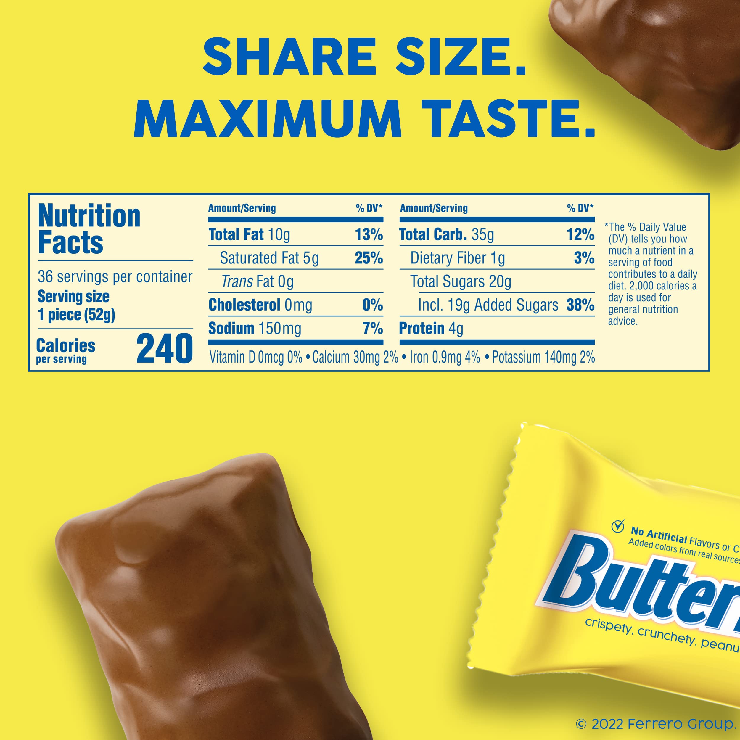 Butterfinger Chocolate Peanut Butter Candy Bars - Bulk 18 Pack (3.7 oz Each) | Individually Wrapped Share Size | Perfect for Holiday Stocking Stuffers, Office Treats & Party Favors