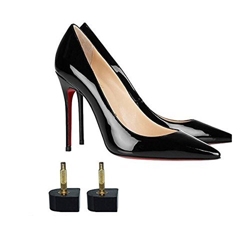 6 Pairs (12PCS) Black U-Shaped Heel Caps for Women's High Heels - 8mm x 8mm Replacement Heel Tips with 2.4mm Thin Pins - Perfect for Repairing Worn-Out Heels on Dress Shoes, Pumps & Stilettos