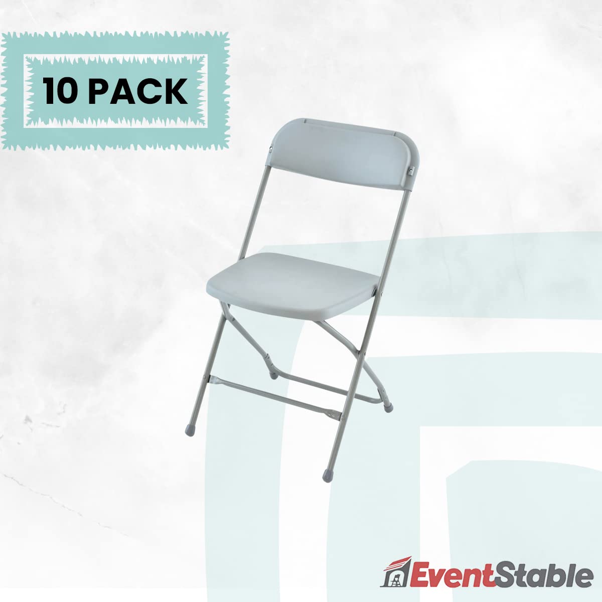 TitanPRO Light Gray Plastic Folding Chairs - 10 Pack Heavy Duty Stackable Outdoor Chairs for Patio, Garden, Picnic, Camping, Beach, Parties, Banquets and Events - Lightweight Foldable Durable Chairs Set