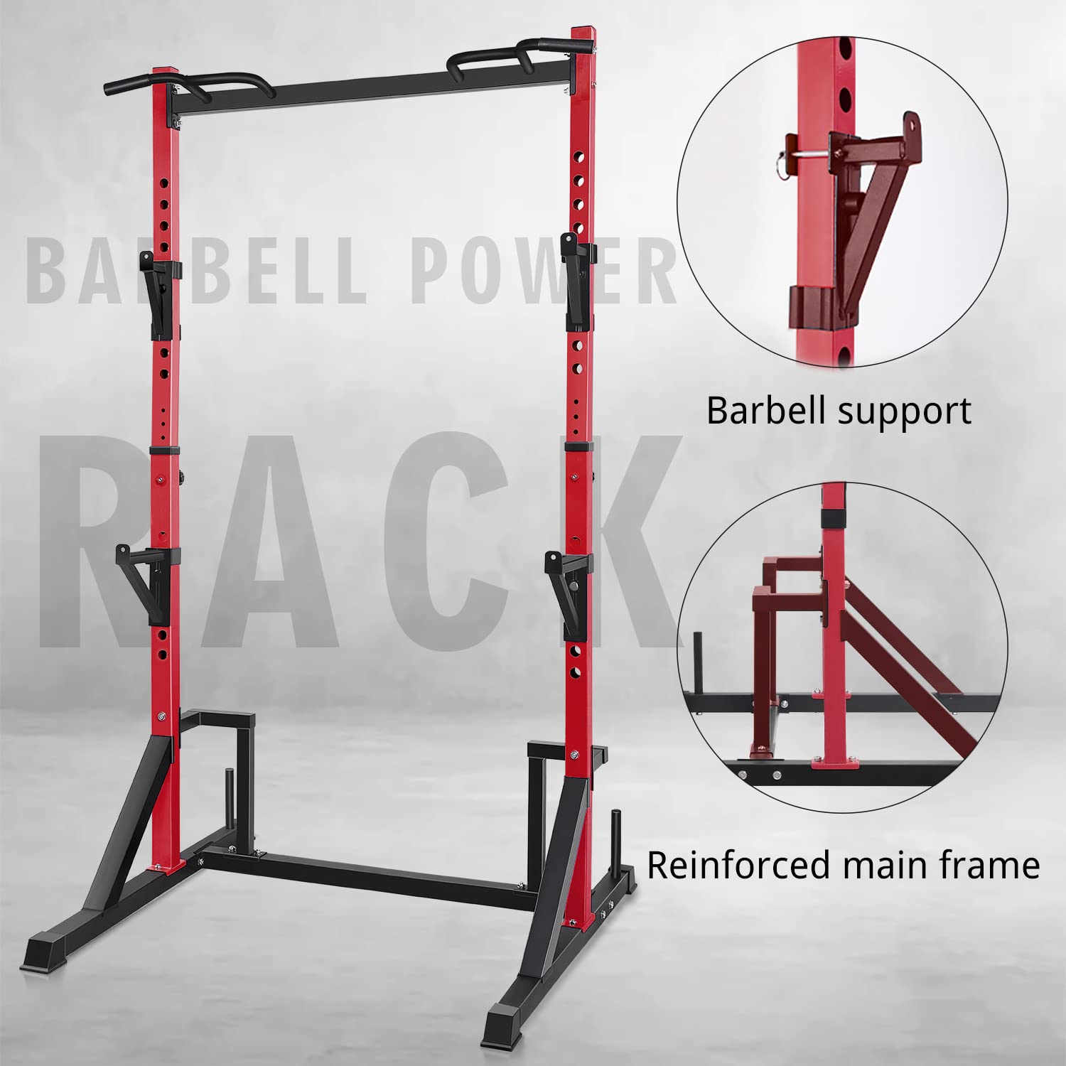 CANPA Heavy Duty Adjustable Power Rack with Pull-Up Bar - 1000lb Capacity Squat Stand for Home Gym, Strength Training & Weightlifting Equipment - Perfect for Garage Gym, CrossFit & Bodybuilding Workouts