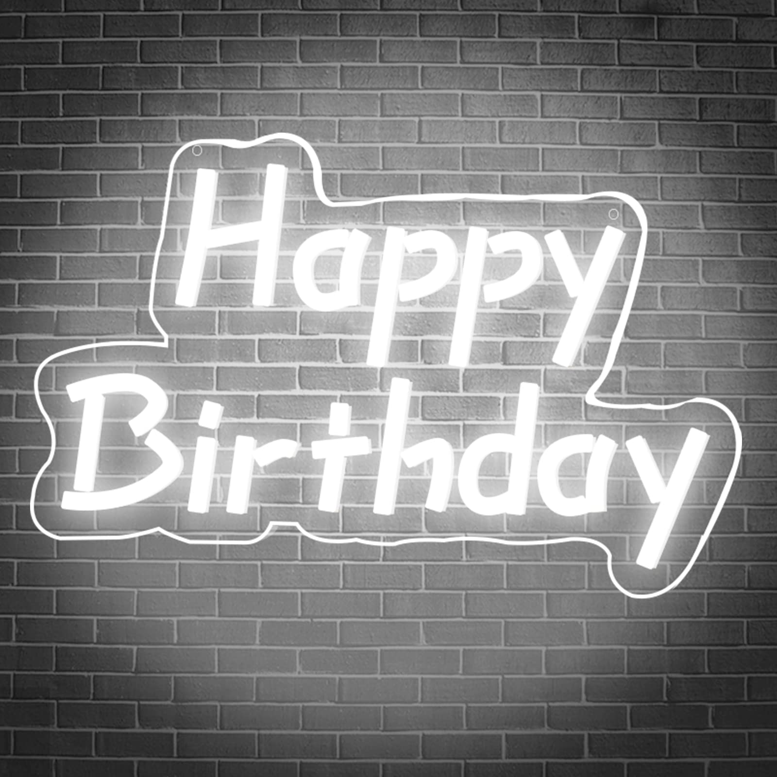 Happy Birthday Neon Sign - 16'' Dimmable LED Wall Decor for Birthday Party, Girls & Boys Gift - Perfect for Home, Bar, Restaurant & Event Decoration (White)