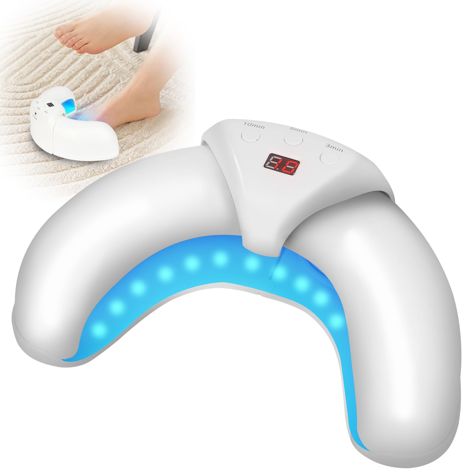 Blue Light Therapy for Nail Fungus Treatment - 470nm & 910nm Infrared LED Device for Thick, Discolored & Damaged Nails - At-Home Podiatry Care Solution for Toenail & Fingernail Health
