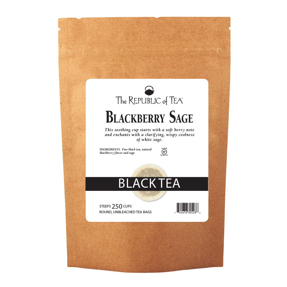 Premium Blackberry Sage Black Tea Bags - 250 Count | Republic of Tea Gourmet Refill Pack | Caffeine-Free Herbal Tea for Relaxation, Afternoon Tea, or Gift Giving