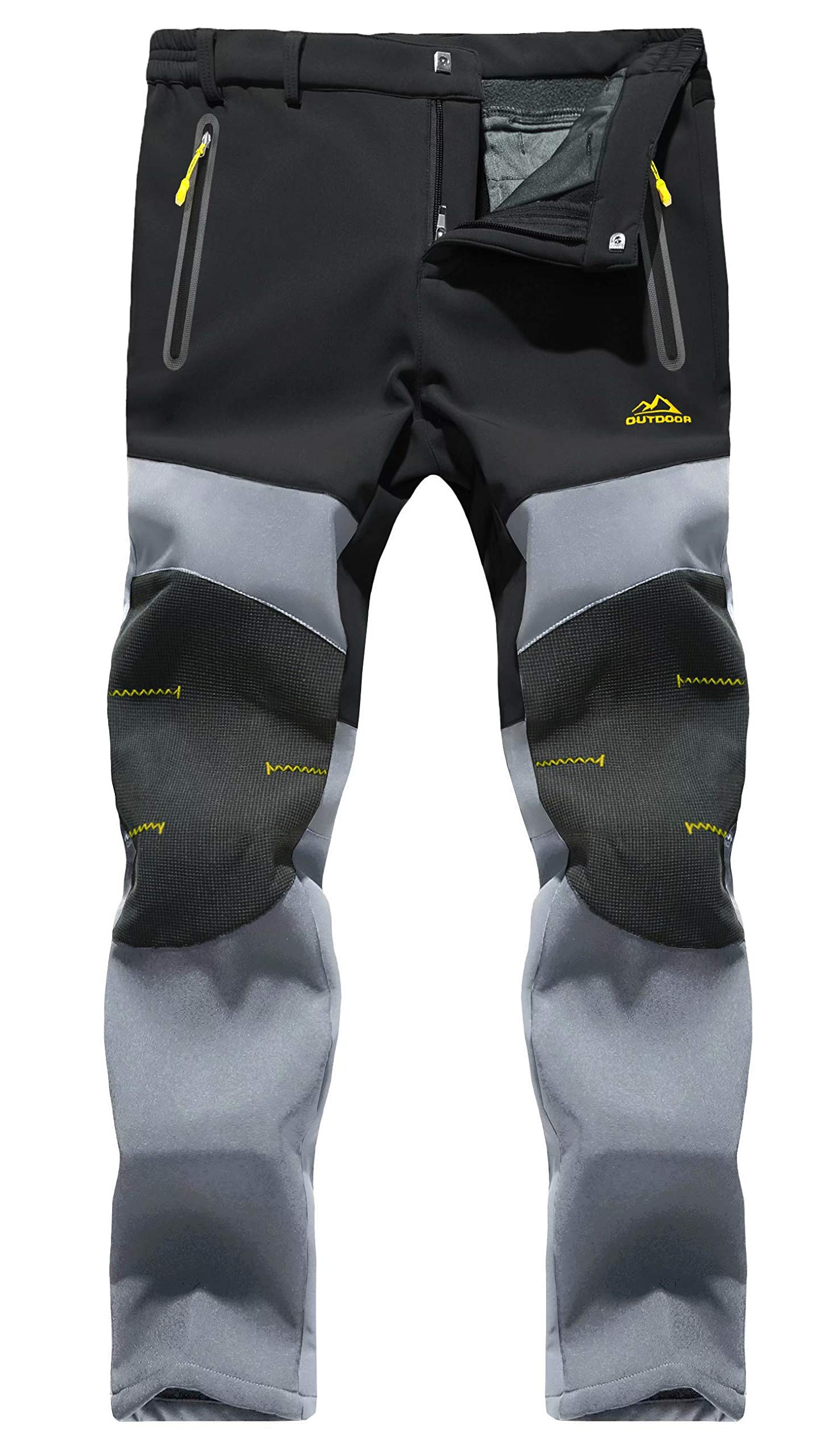 MAGCOMSEN Men's Winter Ski Snow Pants - Waterproof Hiking Pants with Zipper Pockets, Windproof Softshell Outdoor Pants for Skiing, Snowboarding & Winter Sports