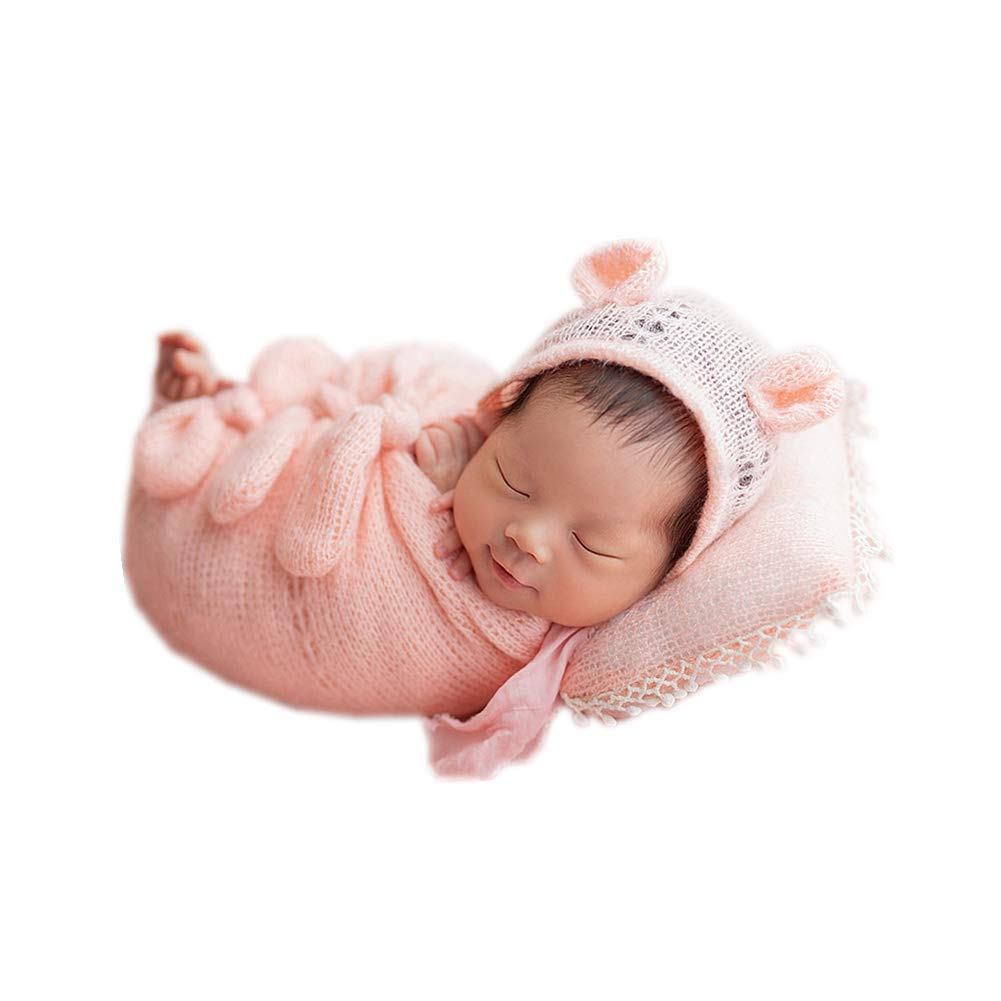 Vemonllas Newborn Baby Photography Props Set - 4PCS Bow Wrap, Posing Aid, Hat & Blanket for Boys & Girls | Perfect for Baby Shower Gifts, Photo Sessions & Nursery Decor