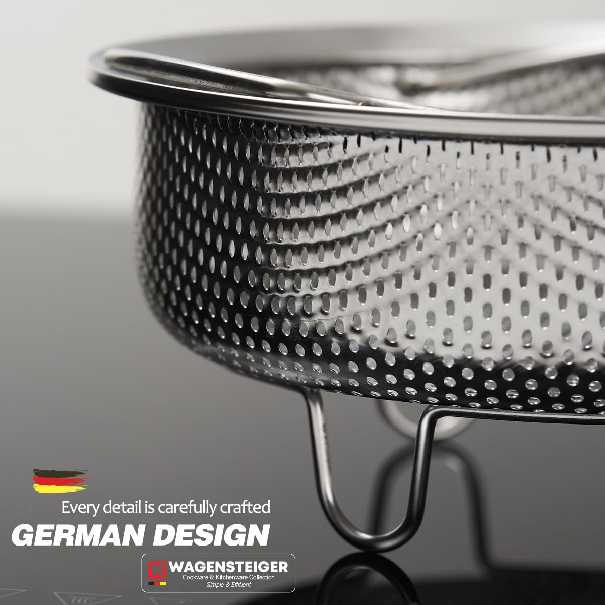 Premium SUS304 Stainless Steel Steamer Basket with Handles & Feet - 7.1