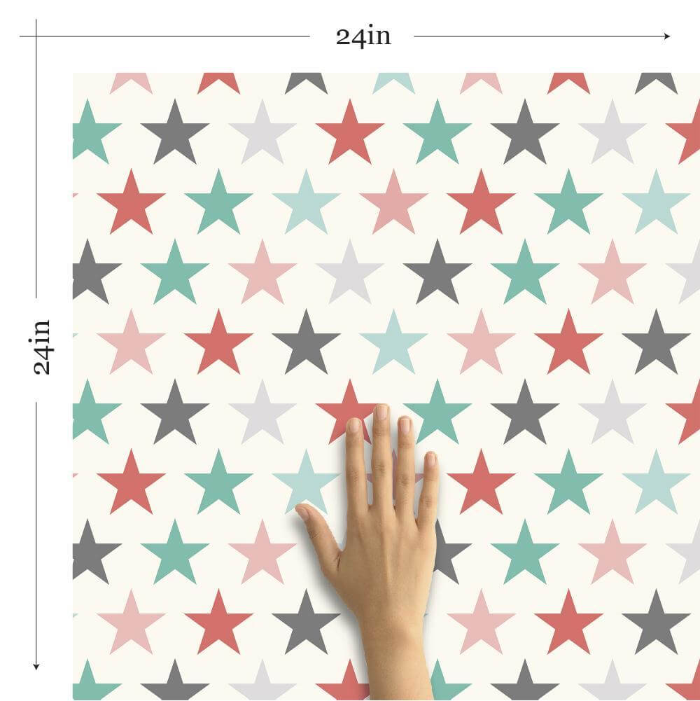 Pink and Green Geometric Baby Peel and Stick Removable Wallpaper 9455 - Self-Adhesive Nursery Wall Decor for Girls & Boys Rooms, Easy to Install & Remove