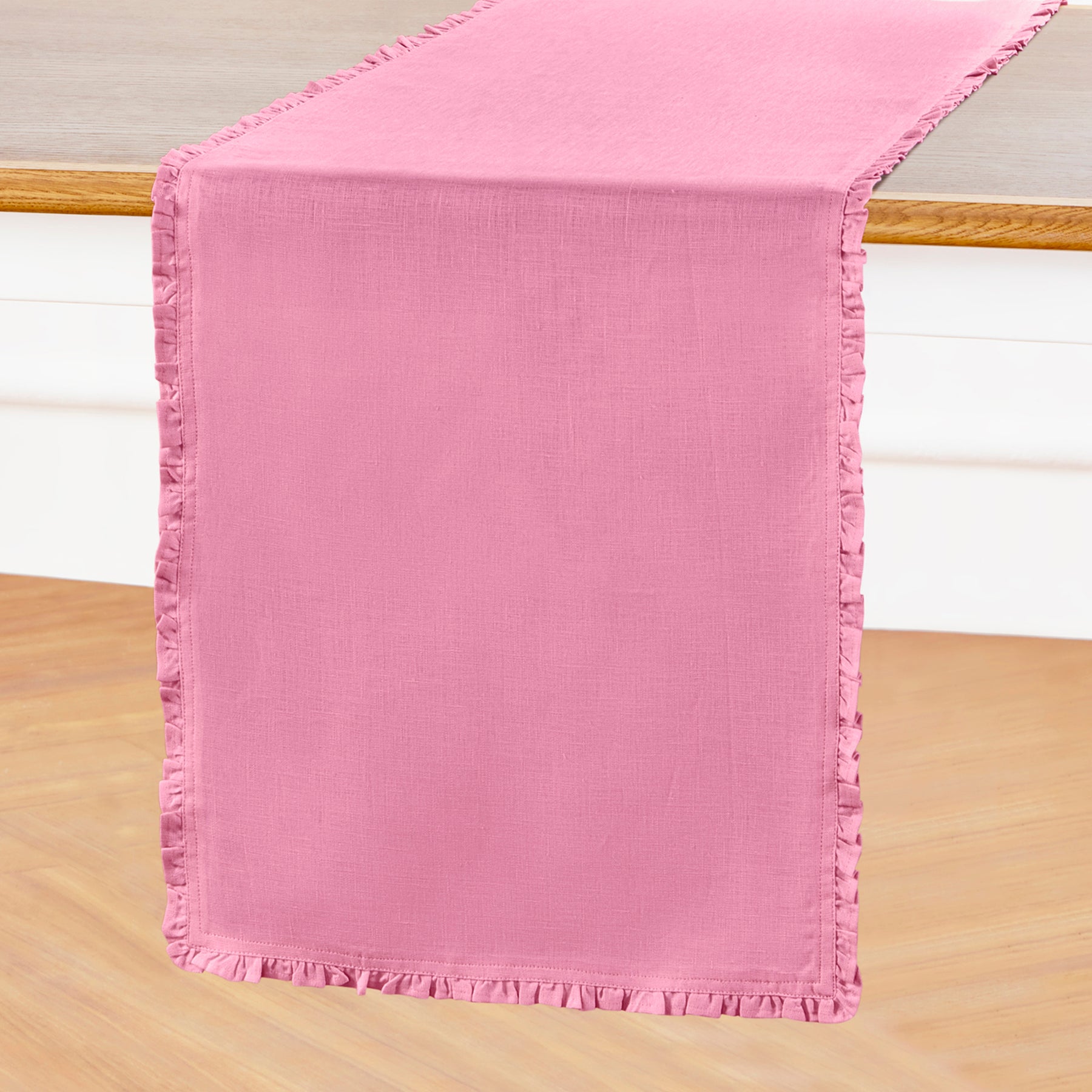 Juliette Ruffle Table Runner - Elegant Lace Trim Dining Table Decor for Weddings, Parties & Home Decor