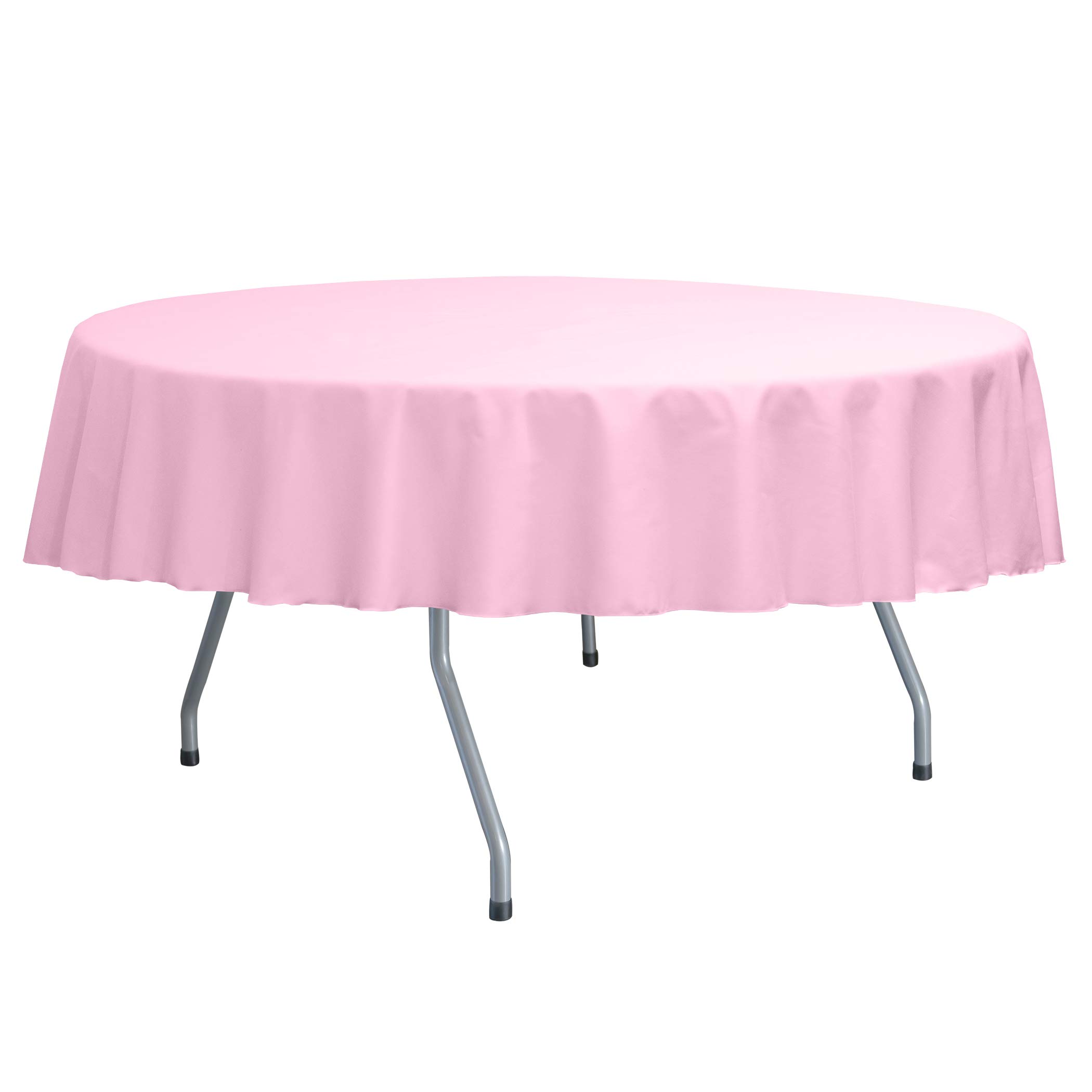 10 Pack Poly-Cotton Twill 60-Inch Round Tablecloth - Light Pink Washable Table Cover for Dining, Wedding, Party & Restaurant Use - Fits Tables Under 60