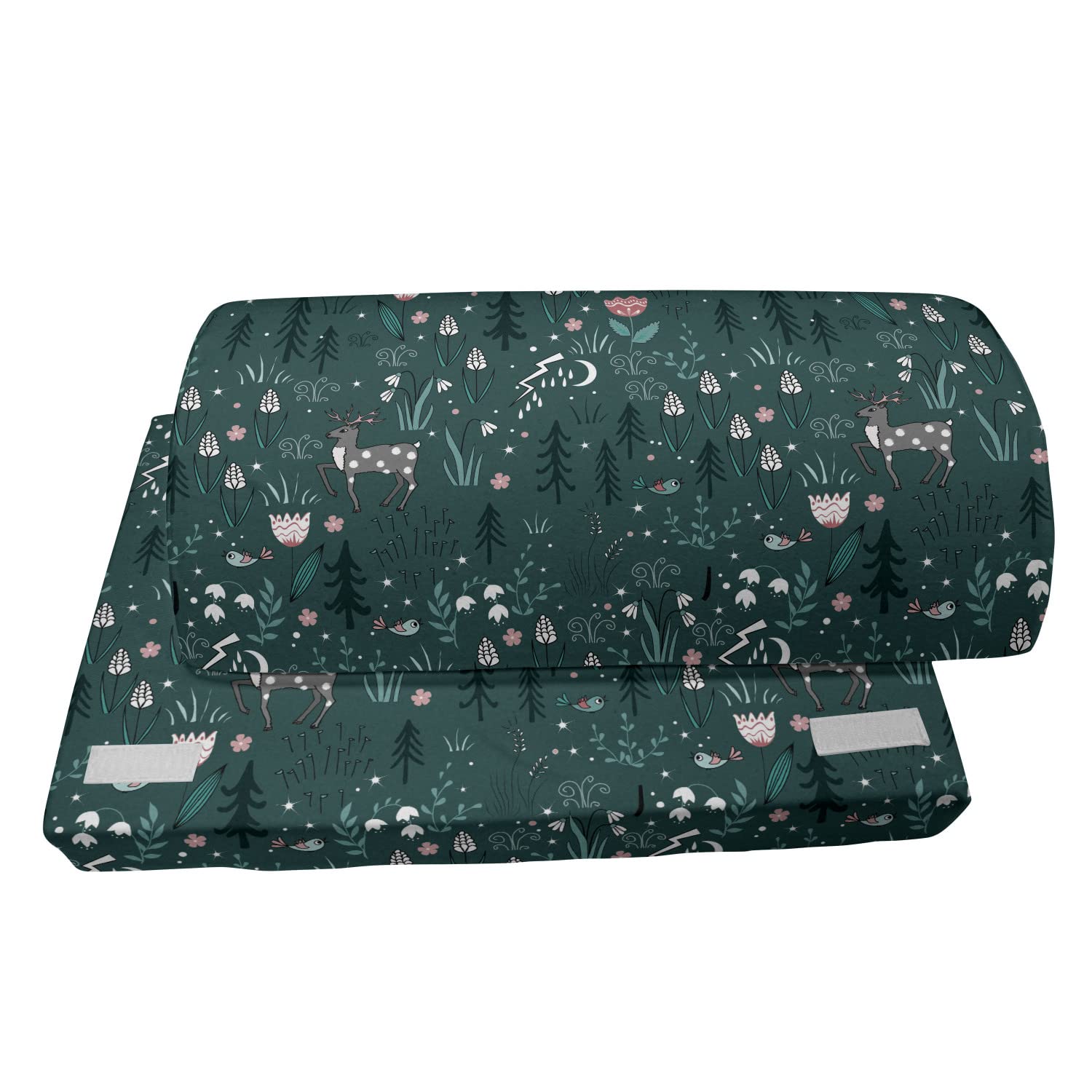 Ambesonne Adjustable Ergonomic Memory Foam Foot Rest with Non-Slip Backing - Botanical Winter Design Featuring Tulips, Reindeer, Birds & Pine Trees in Grey Teal & Multicolor - Perfect for Office, Home & Gaming Comfort