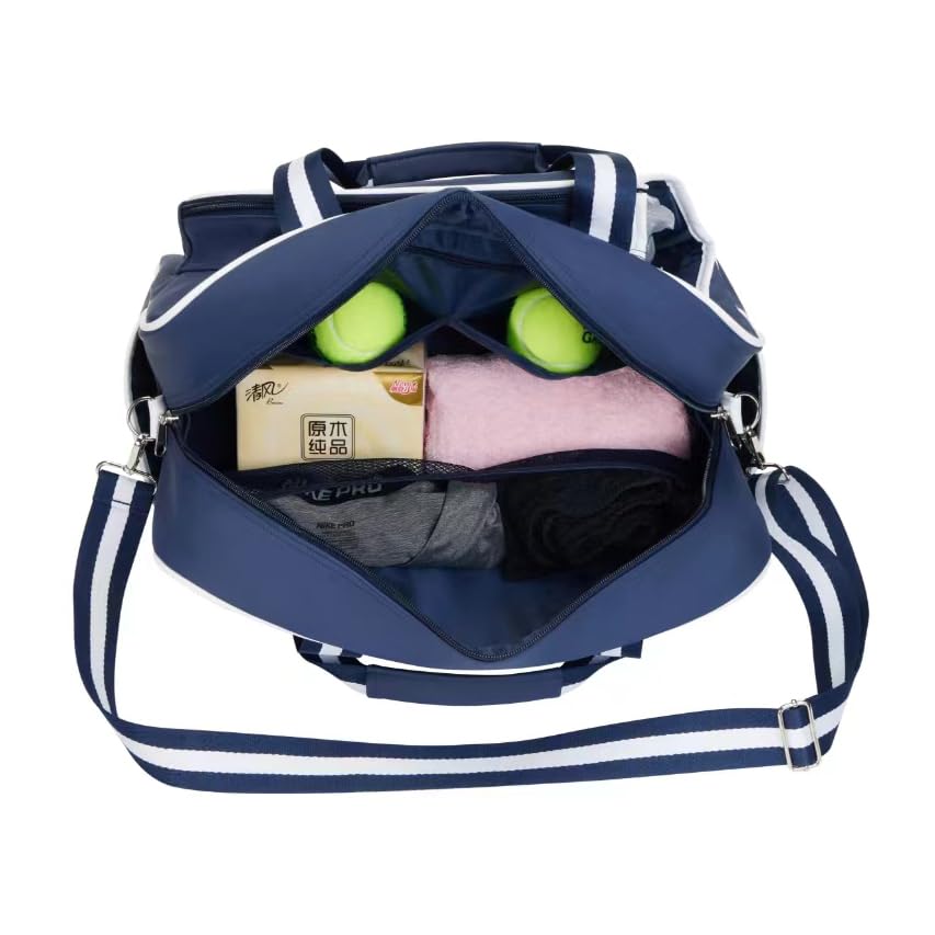 **Premium Tennis Duffle Bag for Women - Sports Shoulder Bag with Racket Compartment & Water Bottle Holder - Ideal for Tennis Matches, Gym, and Travel**