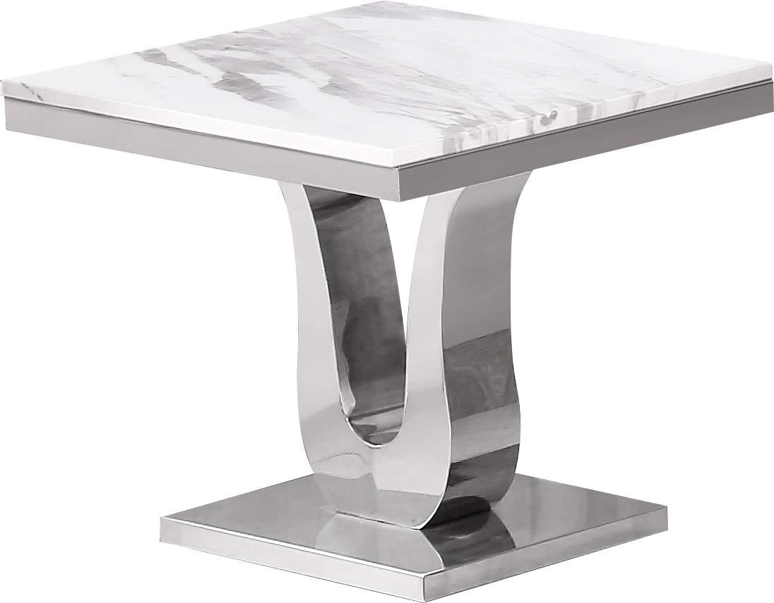 4-Piece White & Silver Coffee Table Set - Living Room Furniture