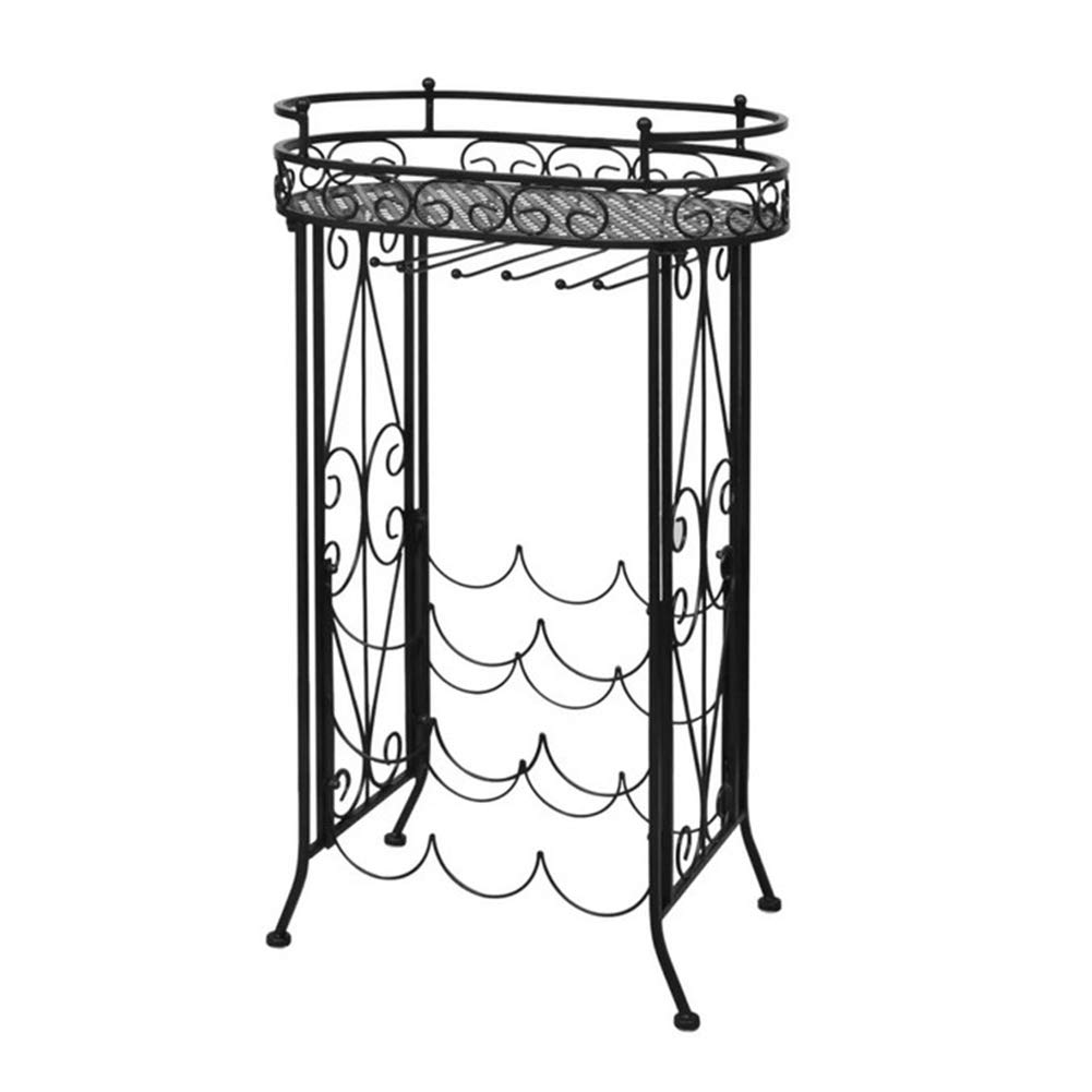 SOULONG TOPINCN 9-Bottle Freestanding Metal Wine Rack with Glass Holder - Sturdy Floor Standing Wine Storage Organizer for Bar, Cellar, Kitchen & Home Decor | Perfect for Entertaining, Dining Rooms & Basement Storage