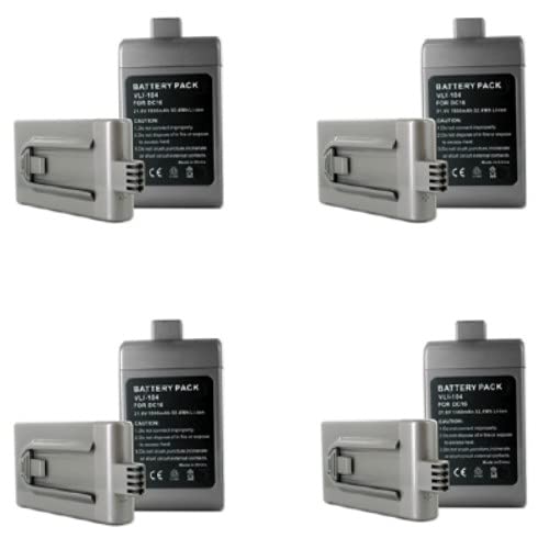 Synergy Digital Vacuum Cleaner Replacement Batteries - 4 Pack Li-Ion 21.6V 1500mAh Compatible with Dyson D12 & DC16 Models | Perfect for Home Cleaning, Car Detailing & Pet Hair Removal