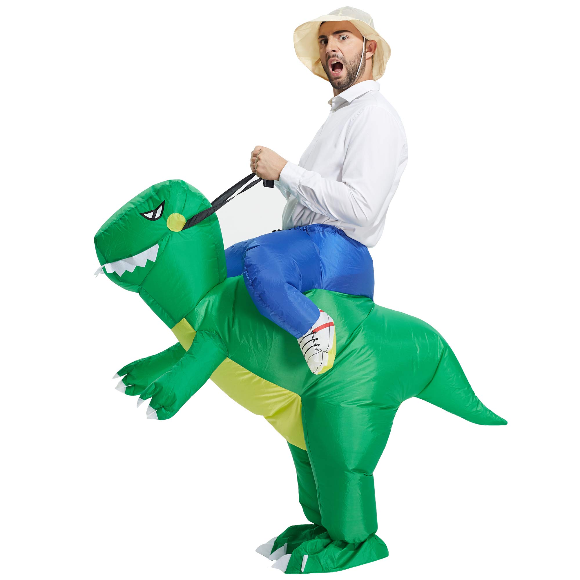 TOLOCO Inflatable Dinosaur Costume for Adults & Kids - Blow Up T-Rex Halloween Costume with Fan | Fun Party, Cosplay, and Halloween Outfit for Events & Photo Shoots