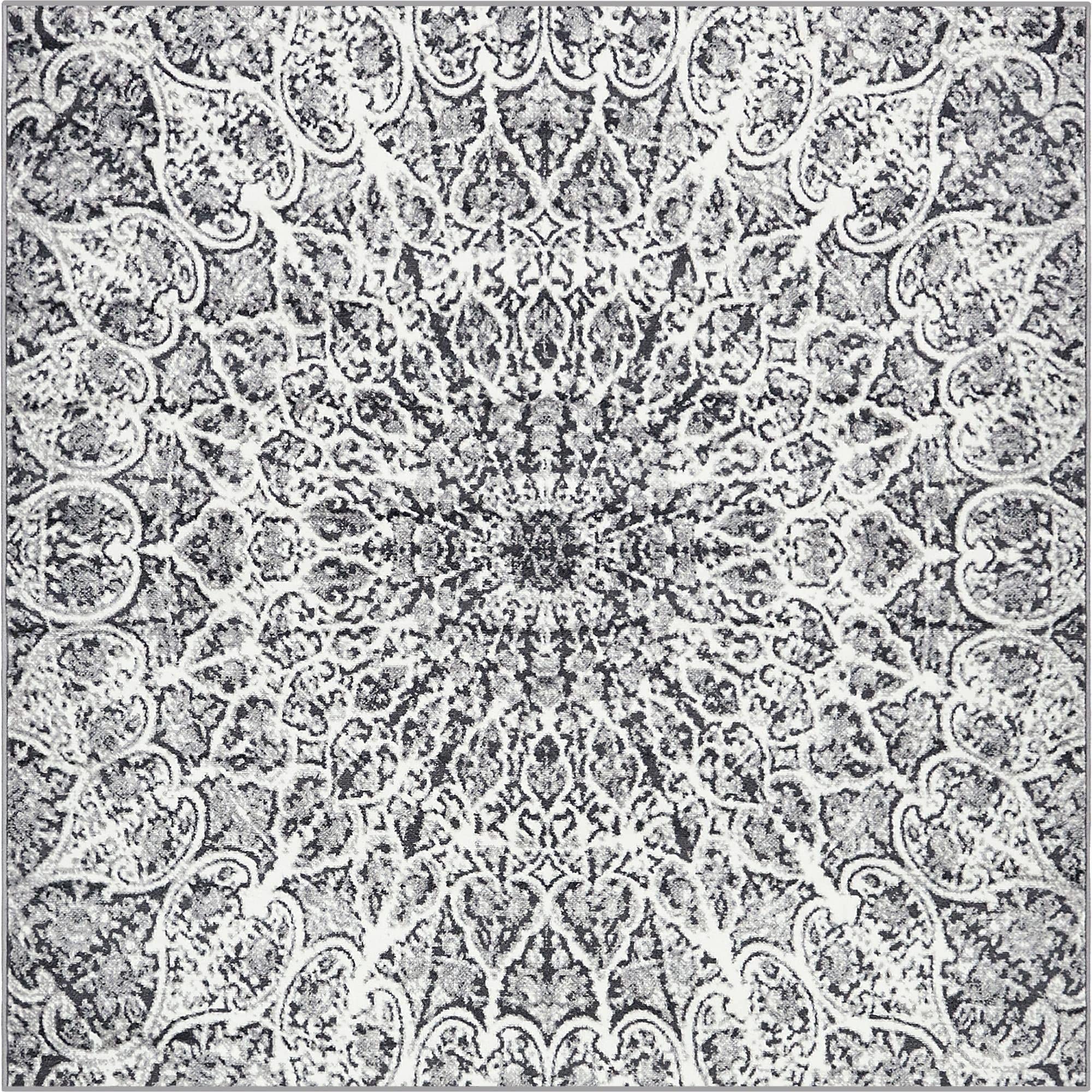 Monte Carlo Collection 8' Square Dark Gray Medium Rug - Soft & Durable for Living Room, Kitchen, Entryway | Perfect for Home Decor, Office & High Traffic Areas