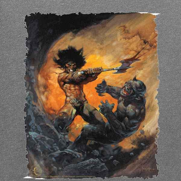 Frank Frazetta Barbarian 2 Graphic T-Shirt for Men | Pop Threads Art Tee | Casual Wear, Gift for Fantasy Fans & Comic Con