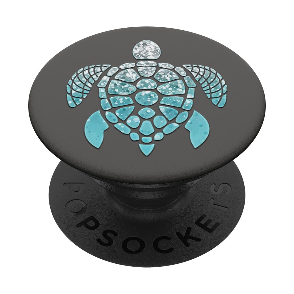 Light Blue Pattern Turtle Space Gray PopSockets Adhesive PopGrip - Phone Grip Stand for iPhone, Samsung & Smartphones - Perfect for Gaming, Selfies & Daily Use